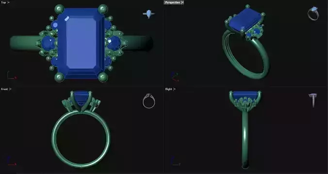 Diamond Emerald Engagement Ring