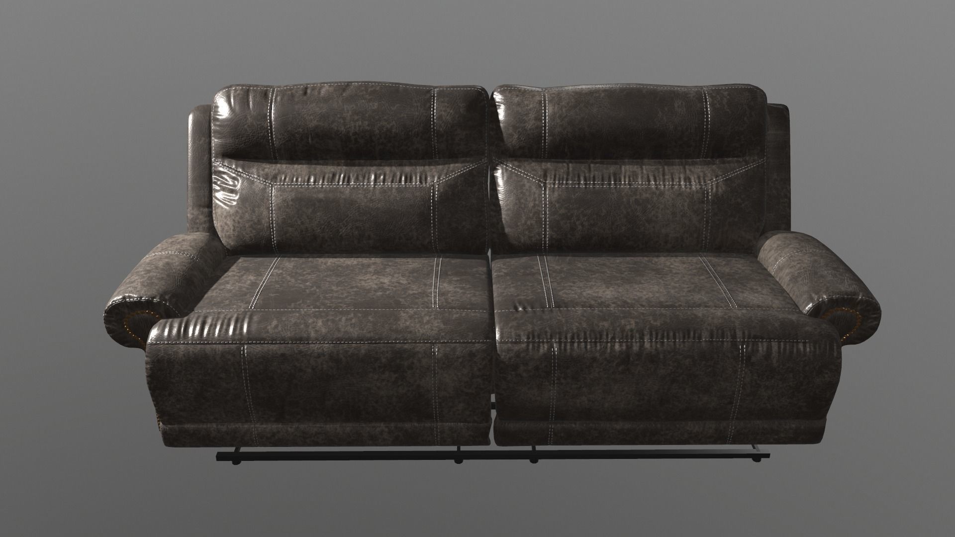 Grearview Charcoal 2 Seat Power Reclining Sofa chair Low-poly 3D model_2