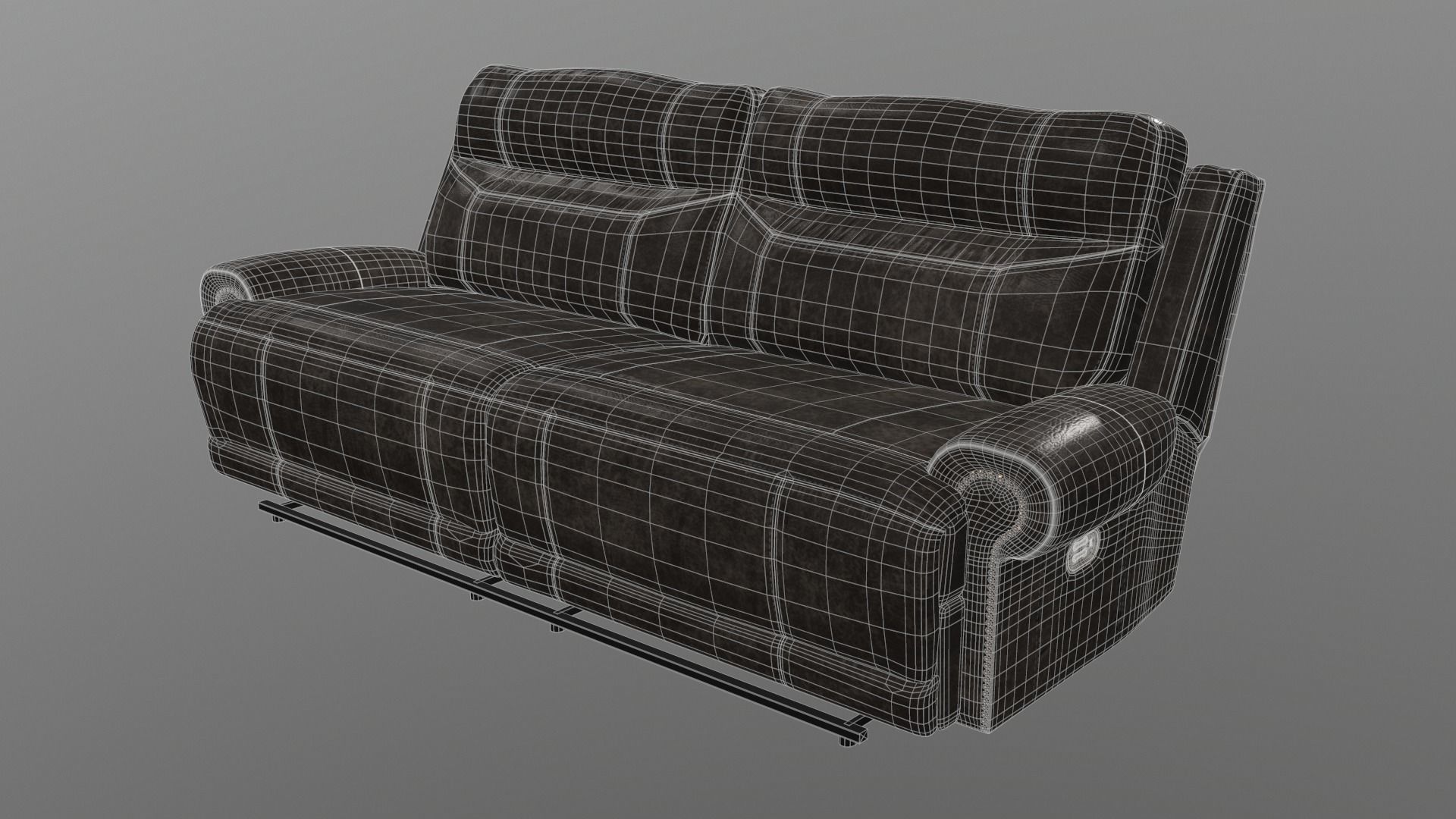Grearview Charcoal 2 Seat Power Reclining Sofa chair Low-poly 3D model_4