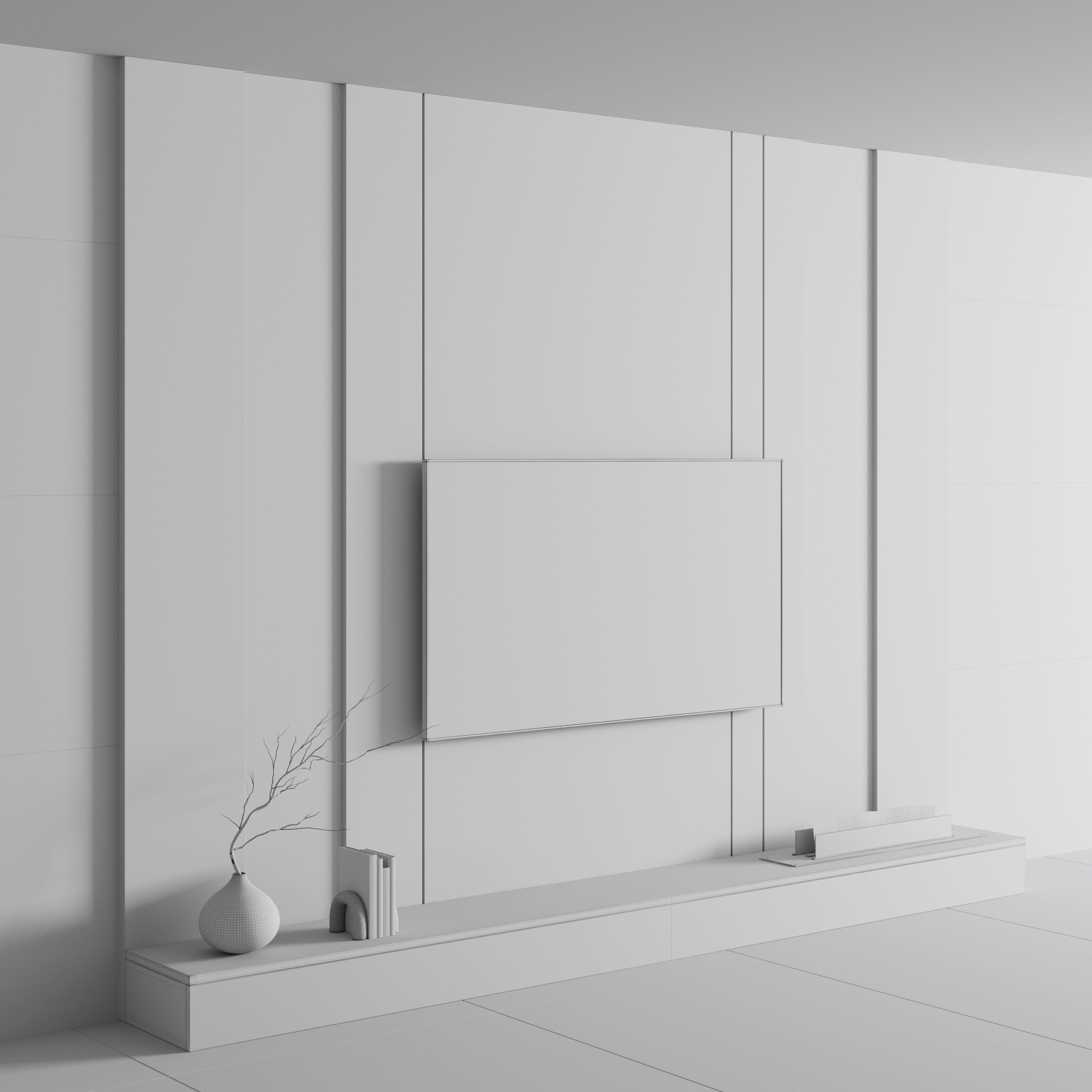 Tv wall set 07 3D model_6