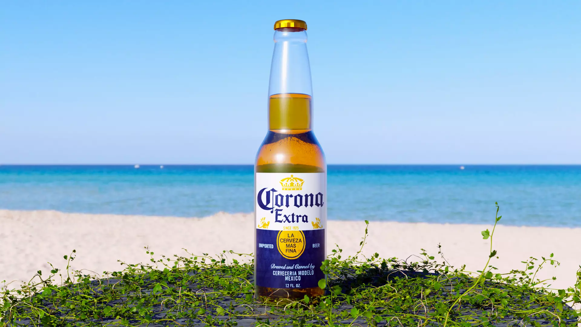 Corona Beer 3D Model - Blender Cycles Render Low-poly 3D model_0