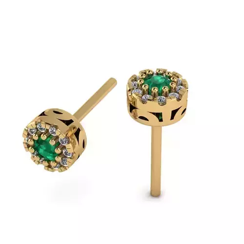 Round central halo earrings fishtail setting earrings 3D print model