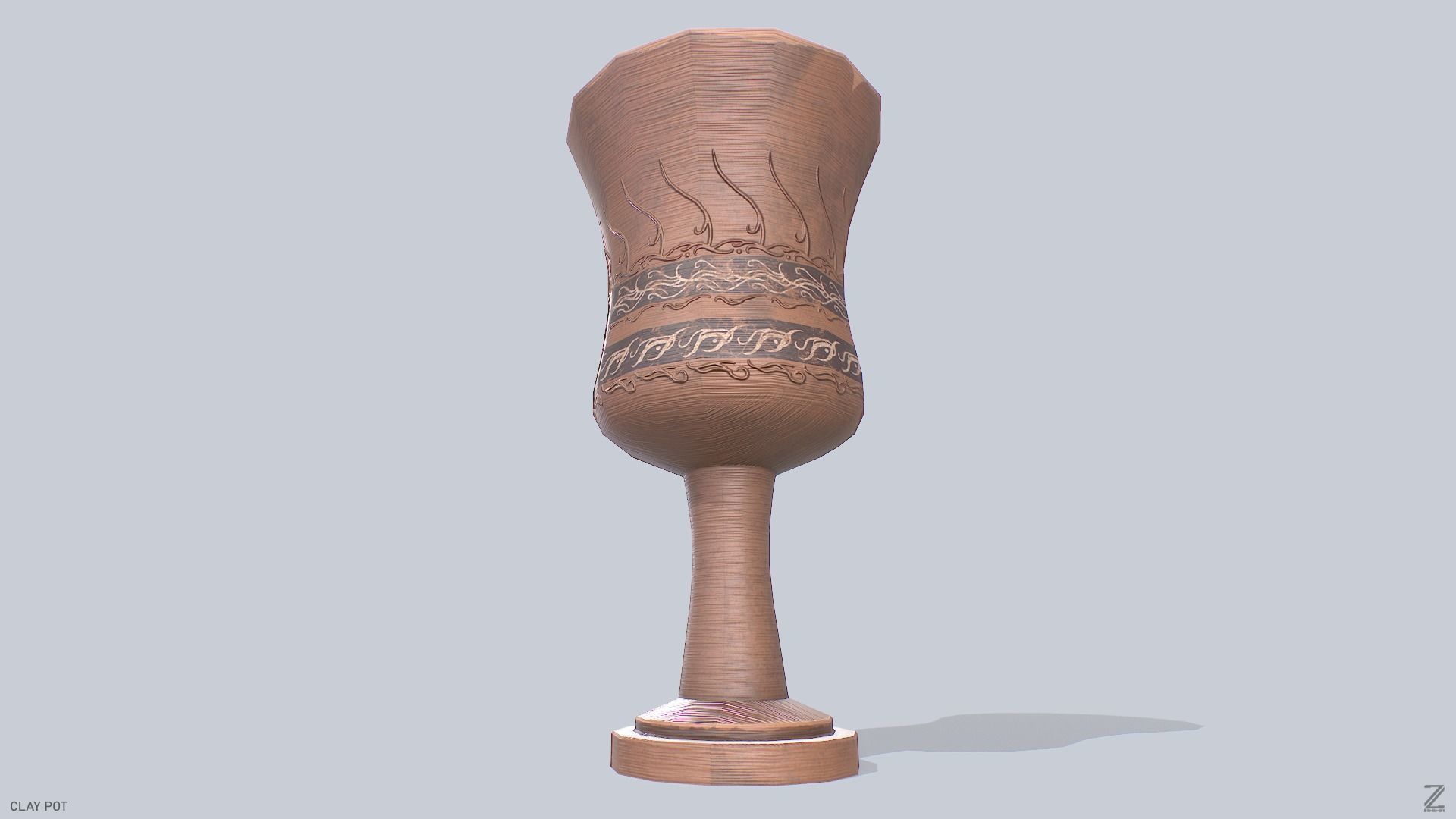 Clay pot Low-poly 3D model_8