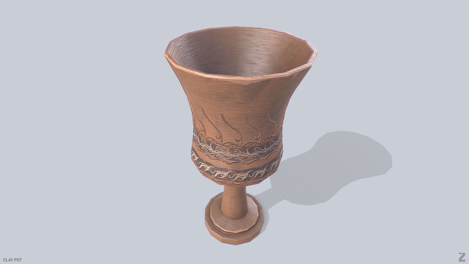 Clay pot Low-poly 3D model_2