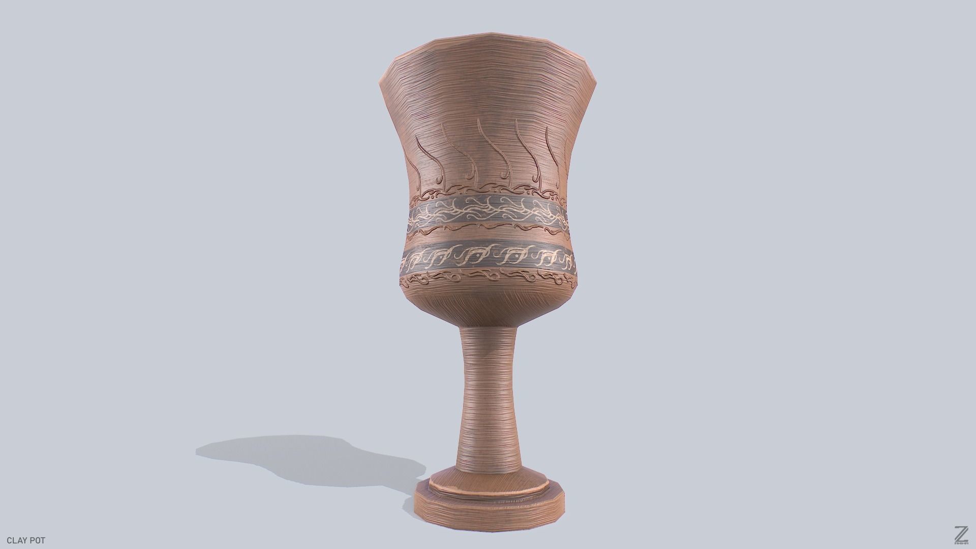 Clay pot Low-poly 3D model_6