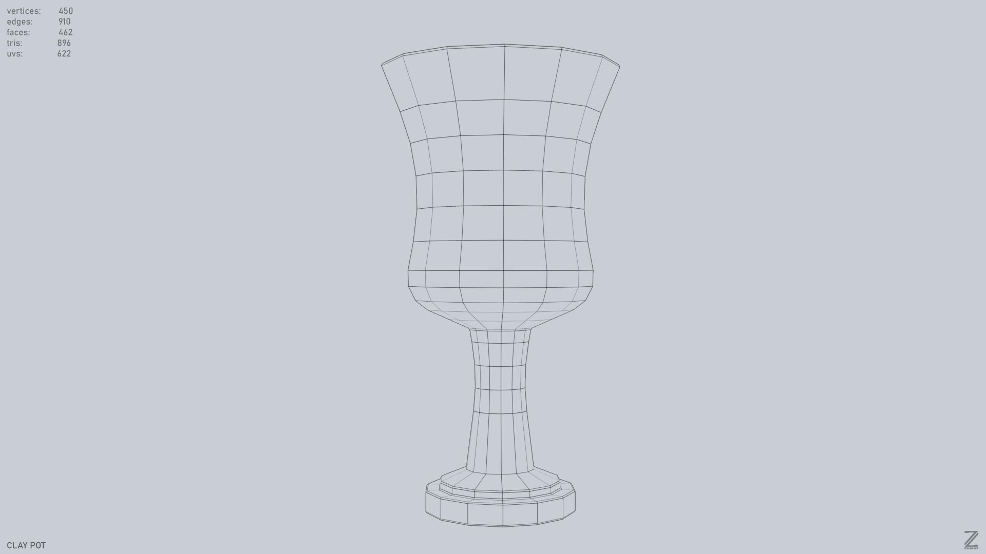 Clay pot Low-poly 3D model_9