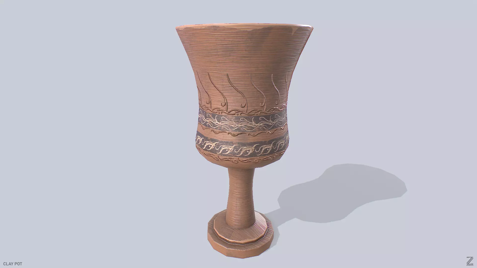 Clay pot Low-poly 3D model_0