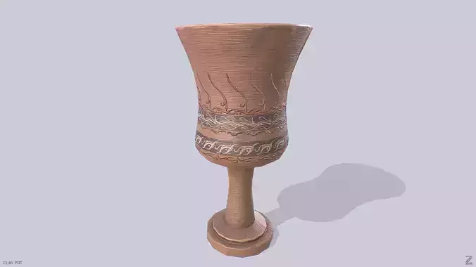 Clay pot Low-poly 3D model
