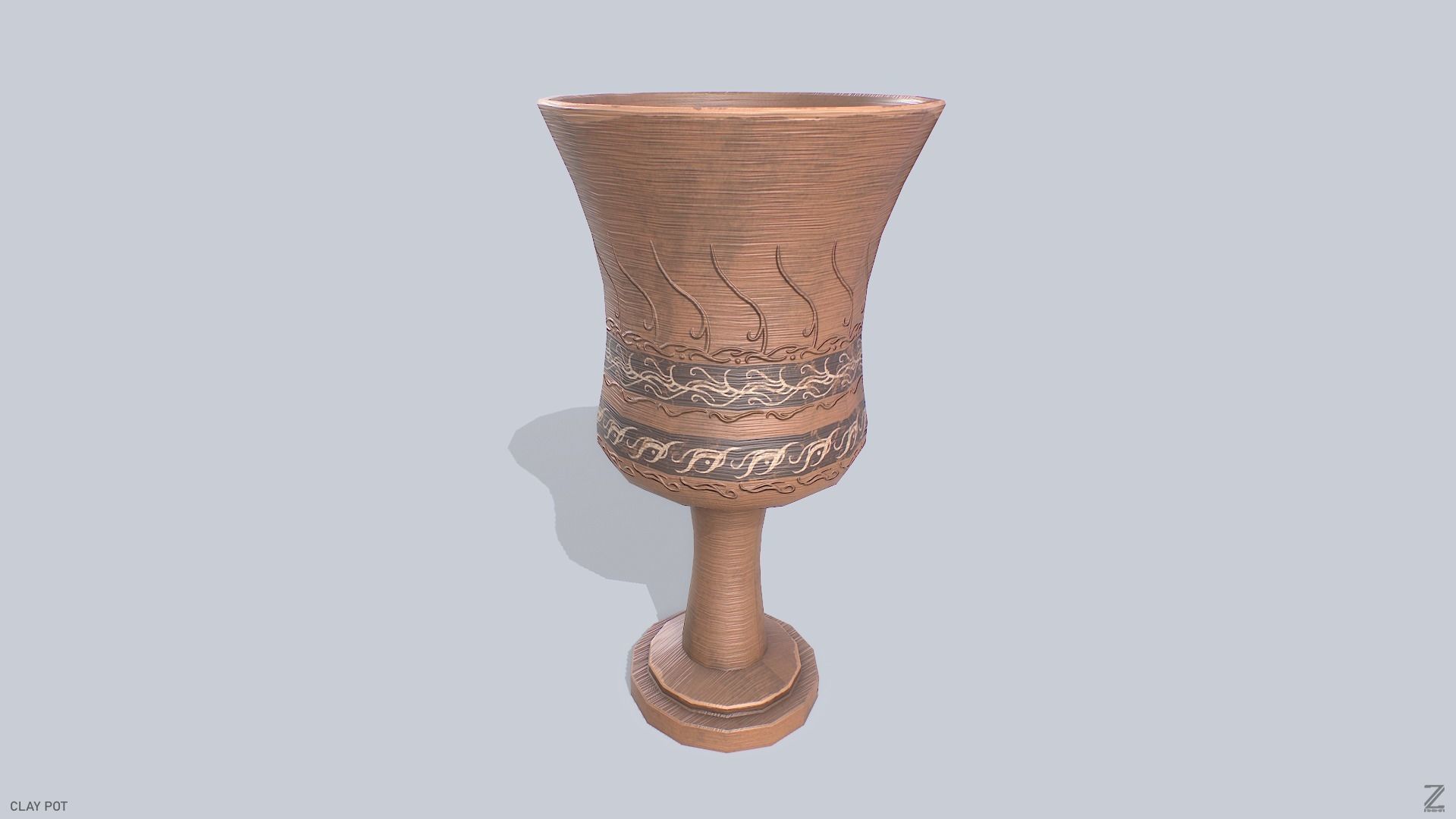 Clay pot Low-poly 3D model_7