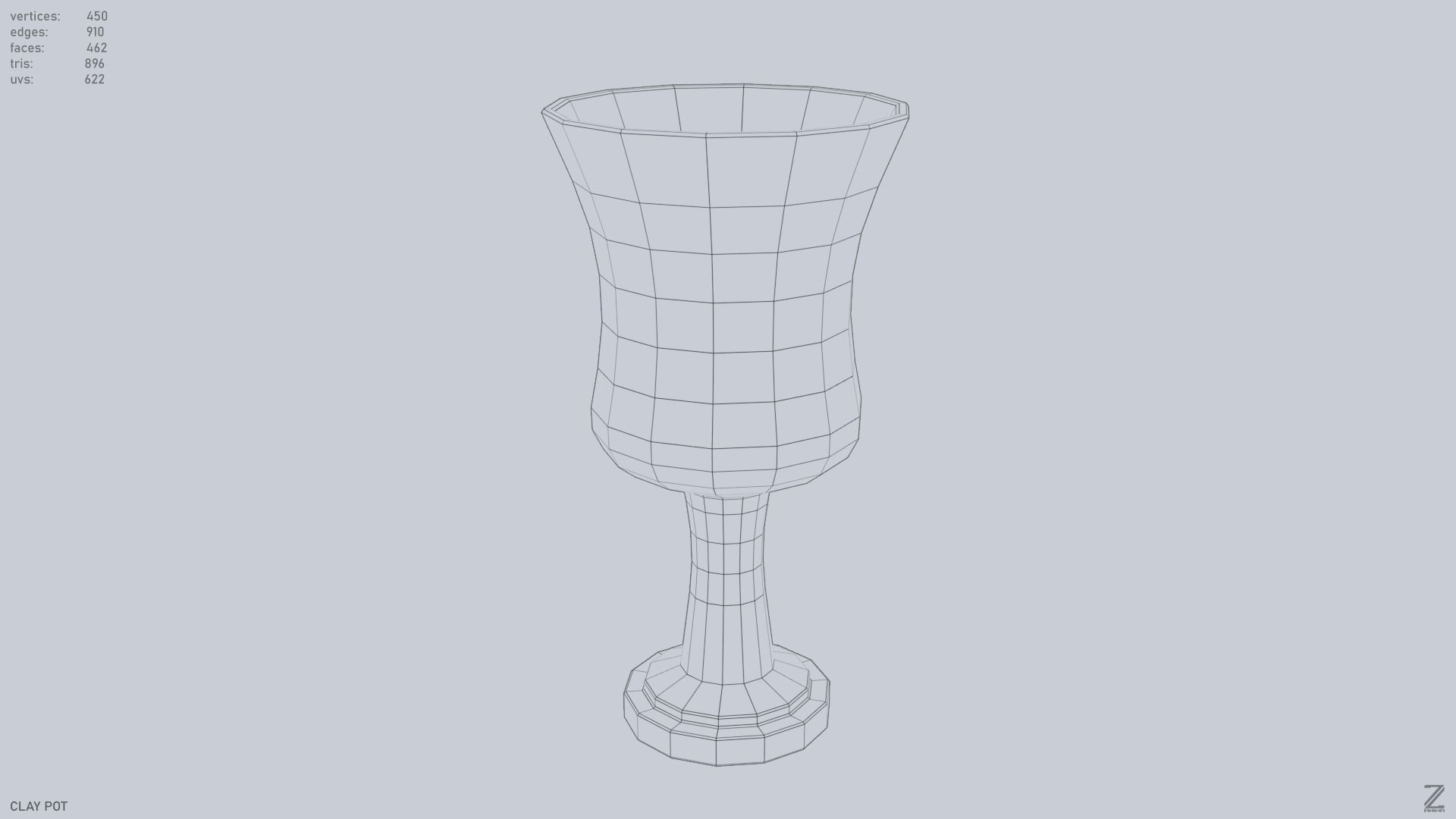 Clay pot Low-poly 3D model_12