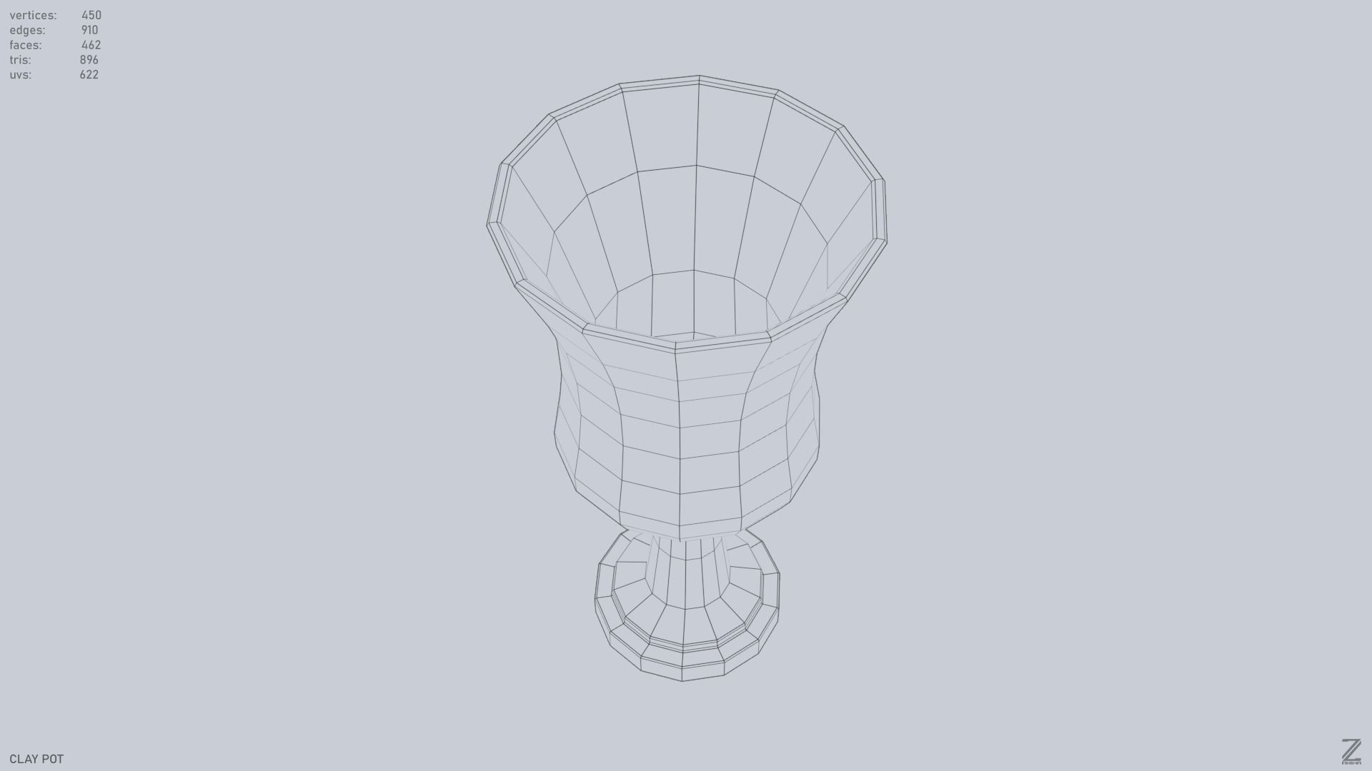 Clay pot Low-poly 3D model_11