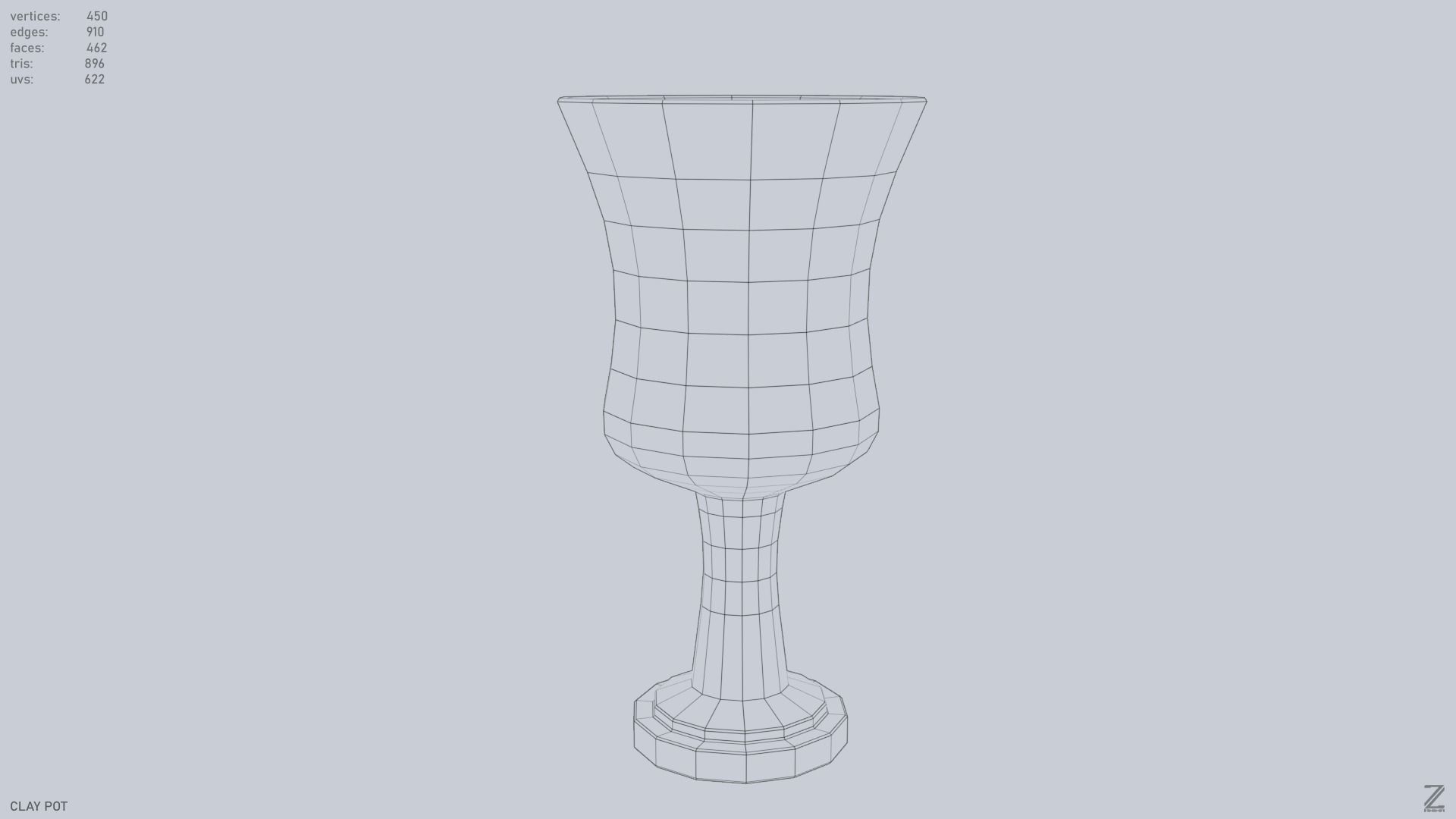 Clay pot Low-poly 3D model_13