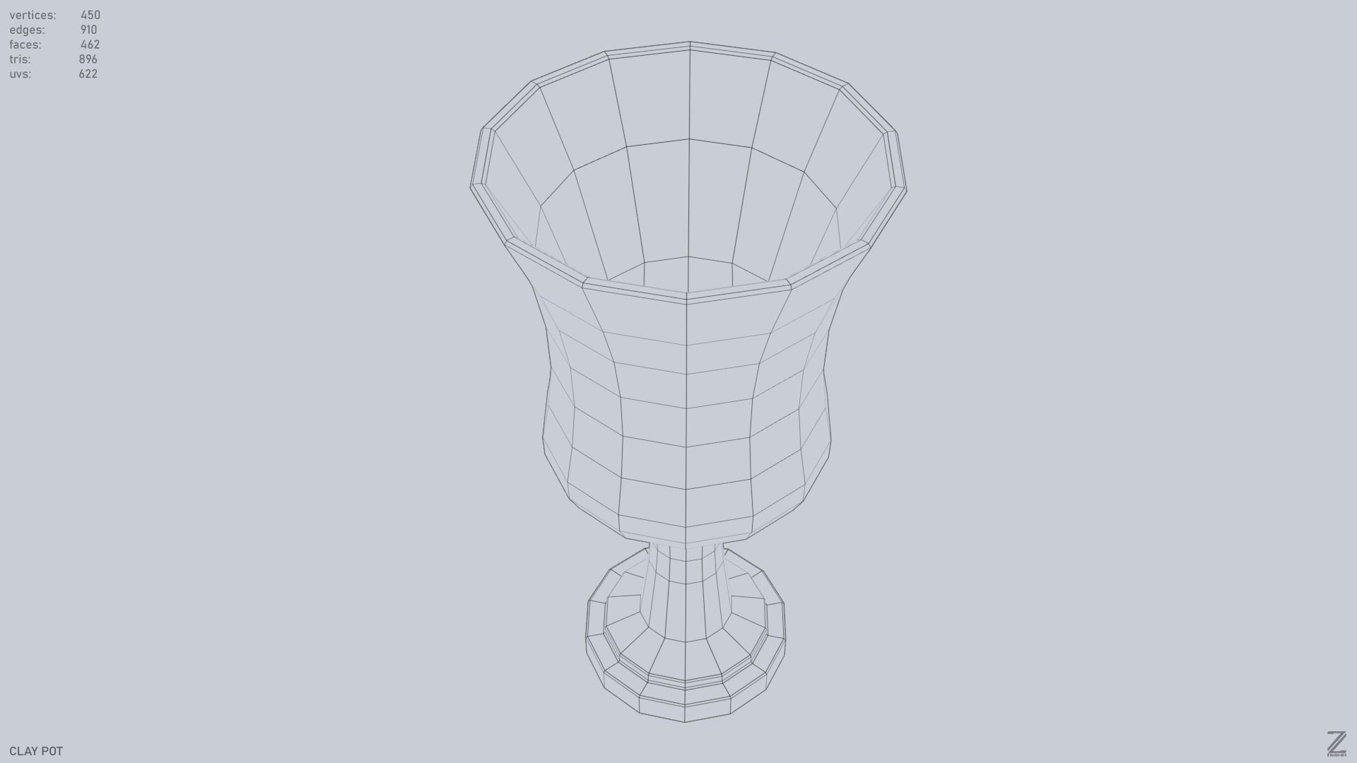 Clay pot Low-poly 3D model_15