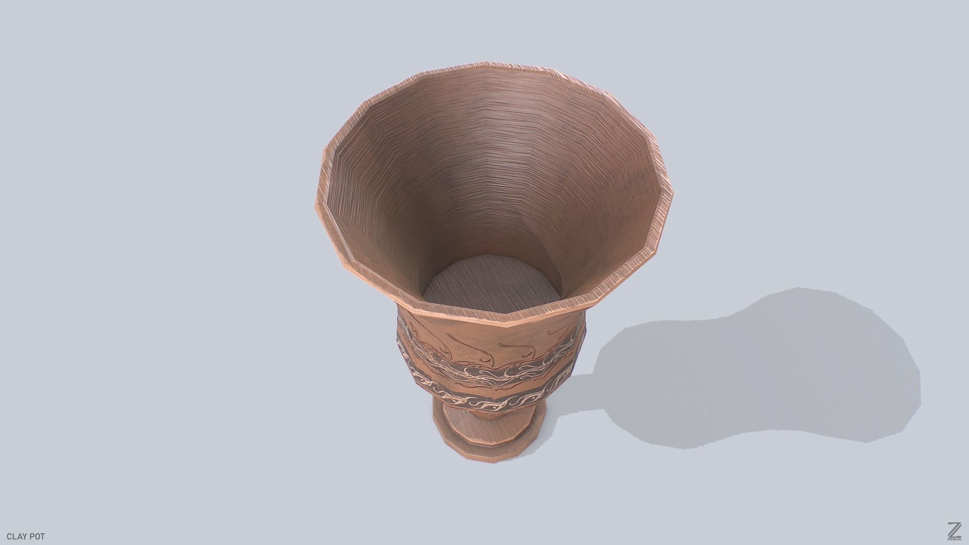 Clay pot Low-poly 3D model_5