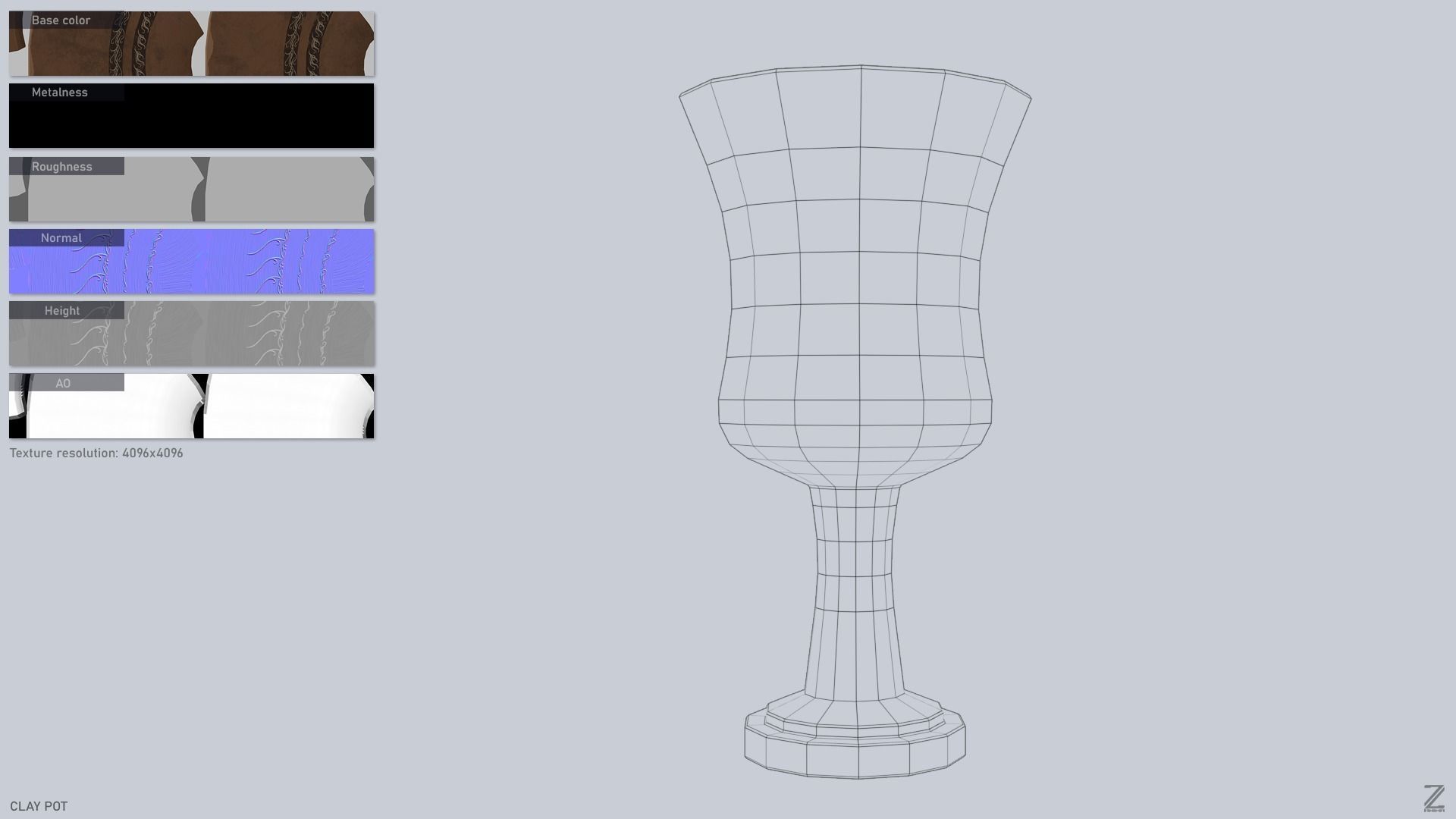 Clay pot Low-poly 3D model_3