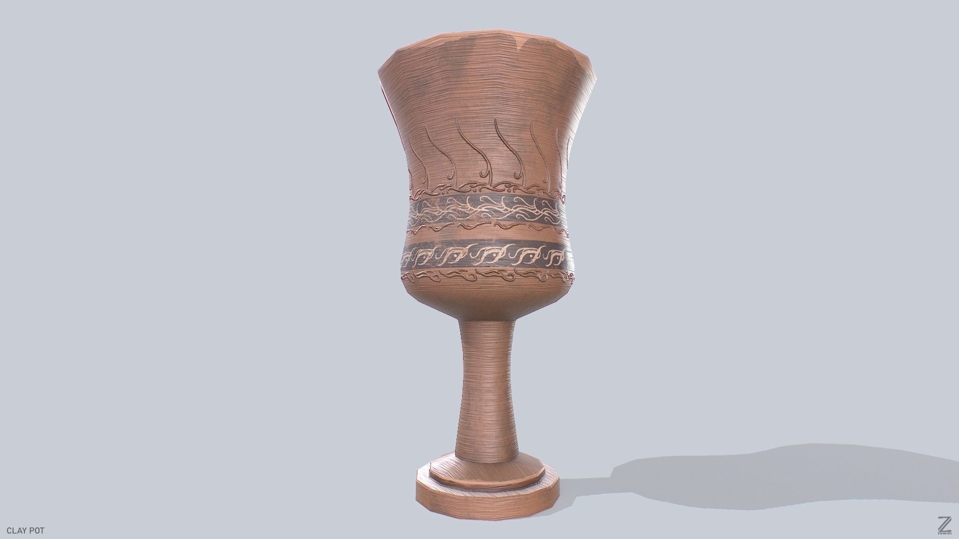 Clay pot Low-poly 3D model_4