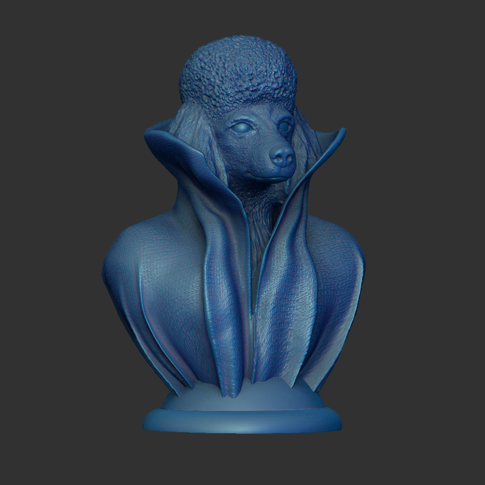 Poodle with Collar Cape on Pedestal 3D print model_3