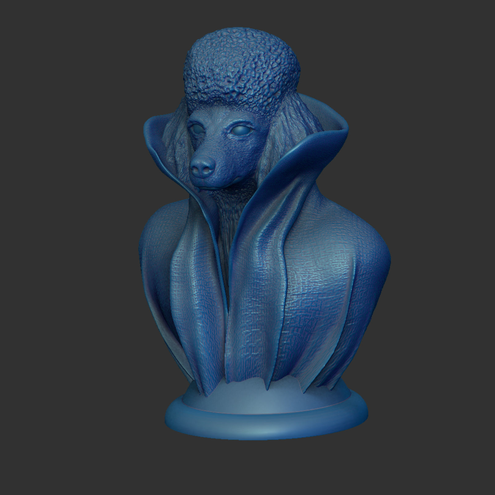 Poodle with Collar Cape on Pedestal 3D print model_4