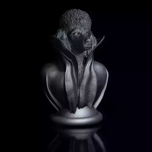 Poodle with Collar Cape on Pedestal