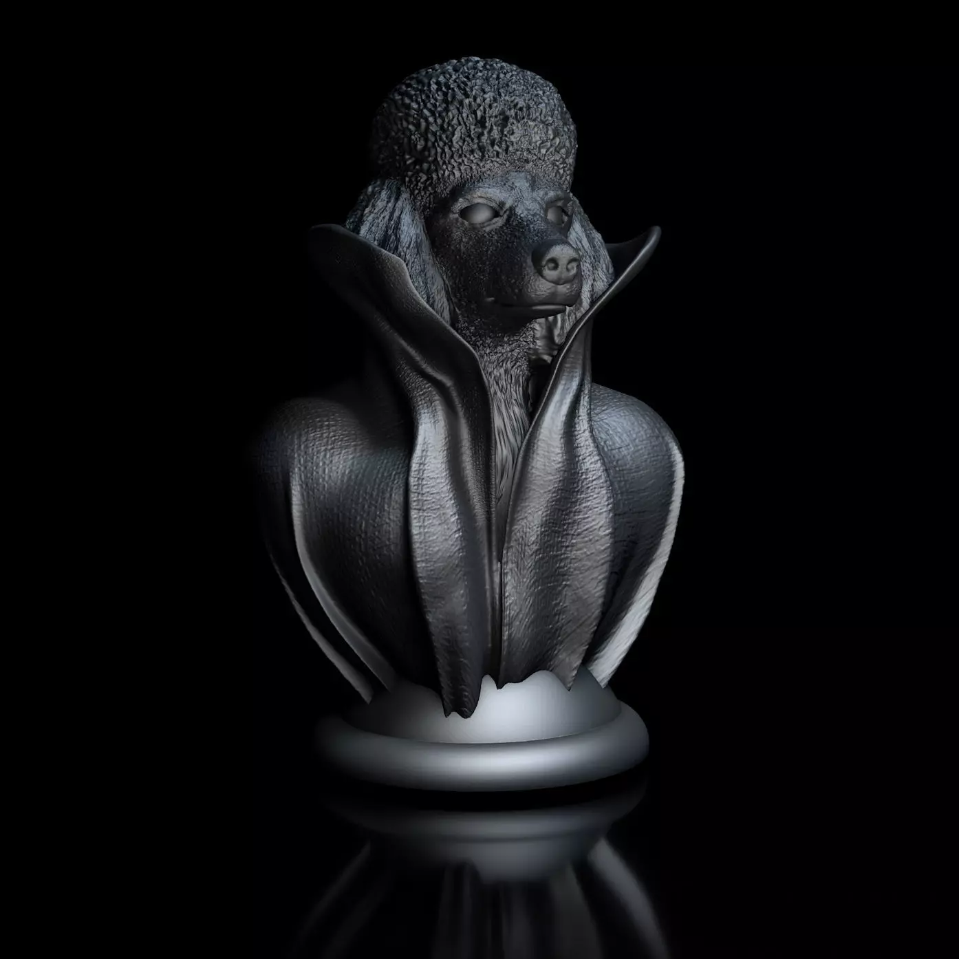 Poodle with Collar Cape on Pedestal 3D print model_0