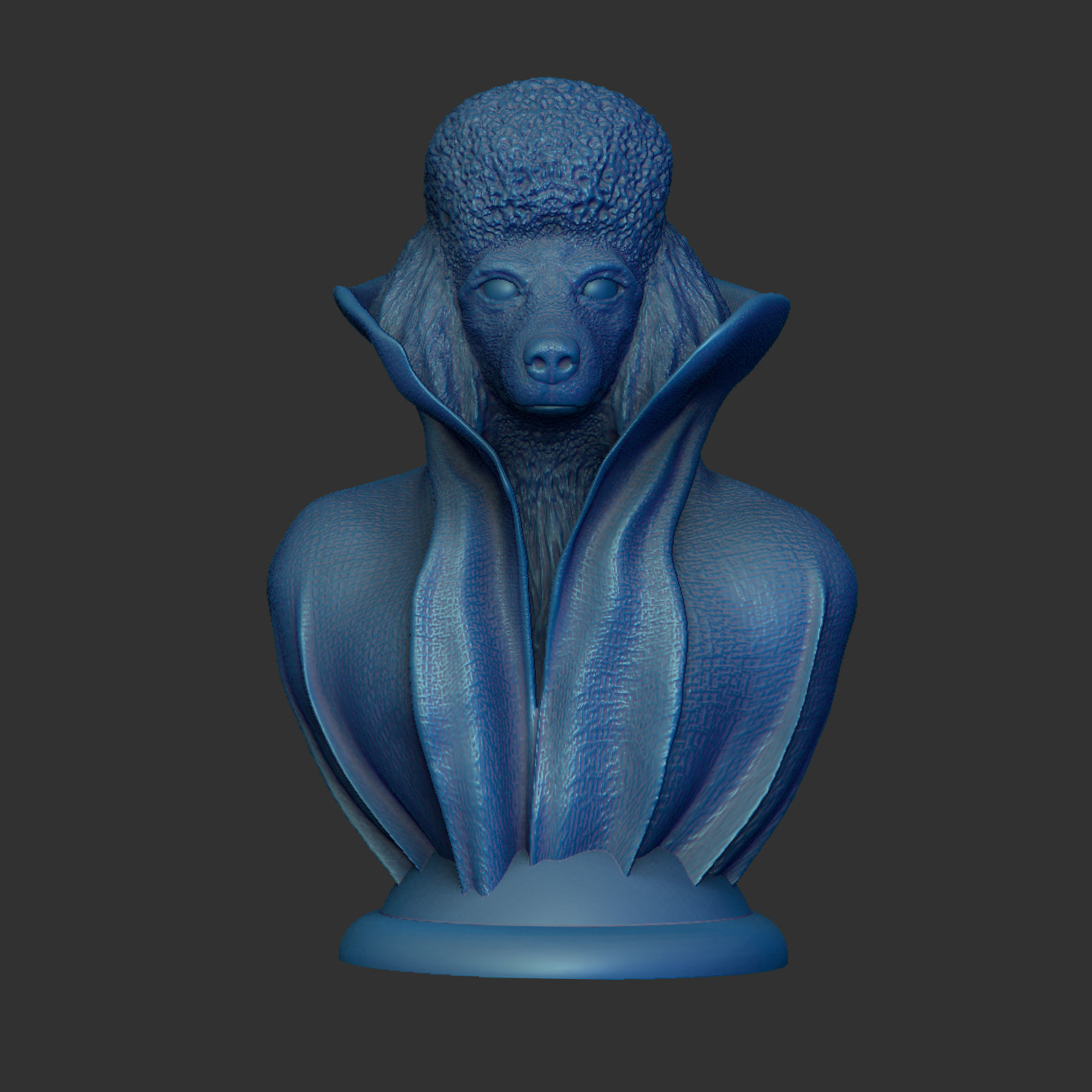 Poodle with Collar Cape on Pedestal 3D print model_2