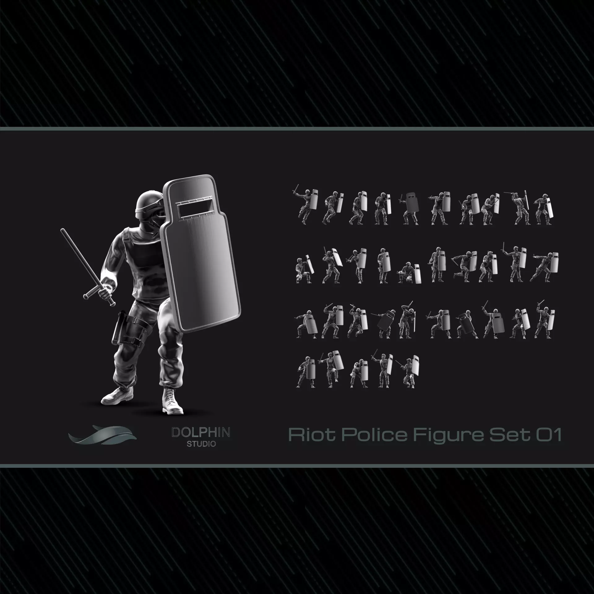 Riot Police Figure Set 01 3D print model