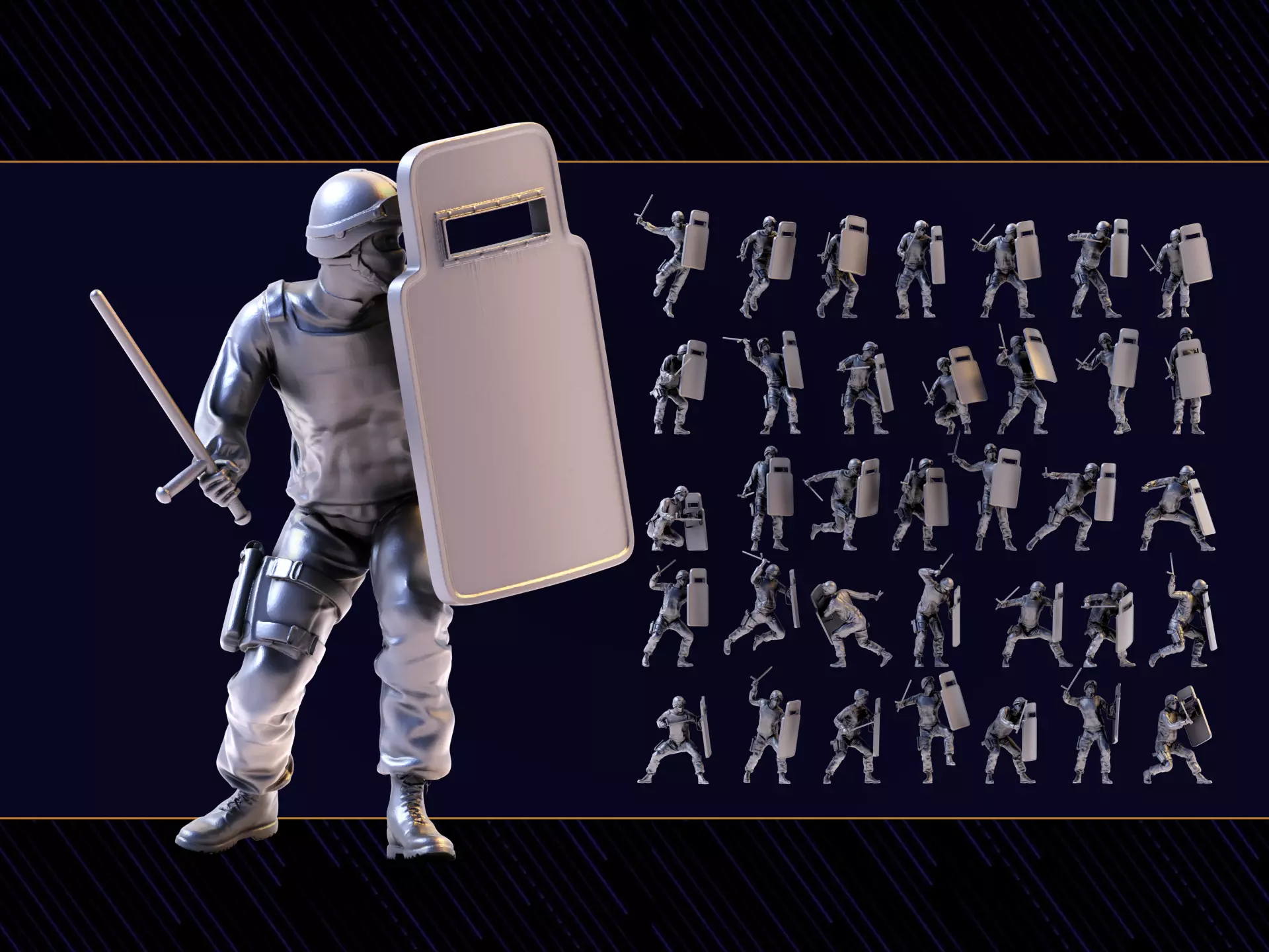 Riot Police Figure Set 01 3D print model
