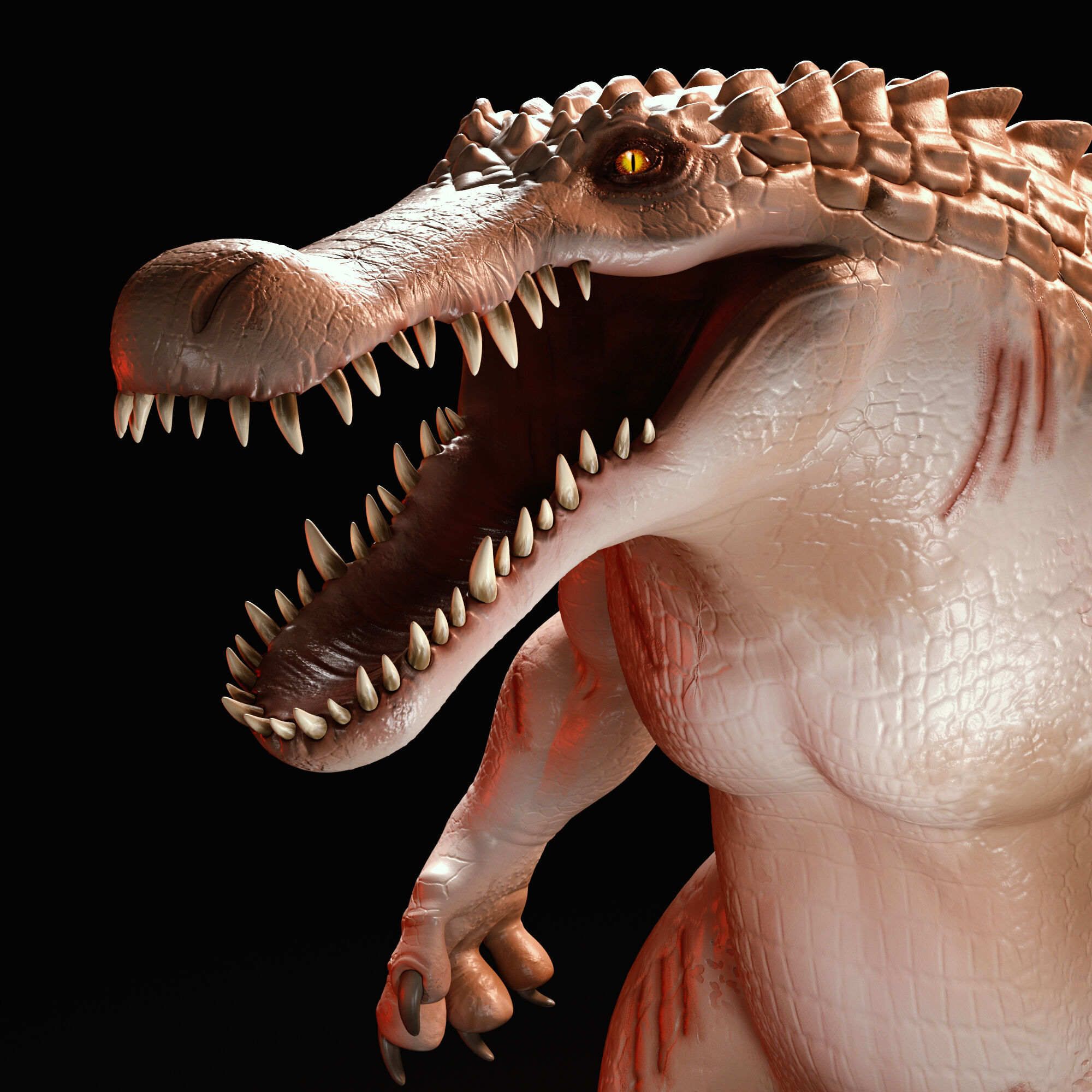 Albino Were crocodile 3D model_1