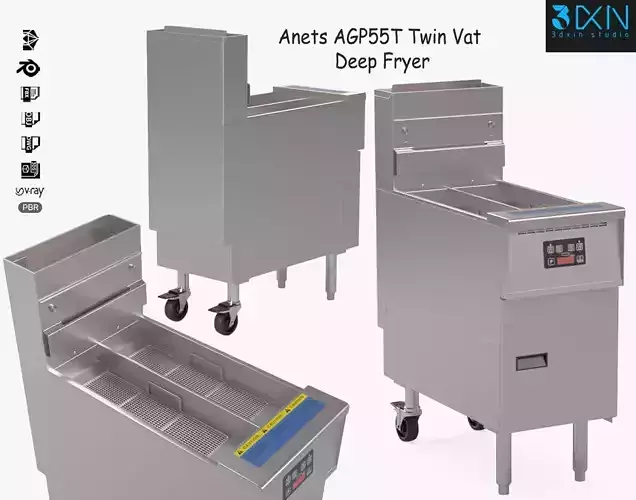 Anets AGP55T Twin Vat Deep Fryer 3D model