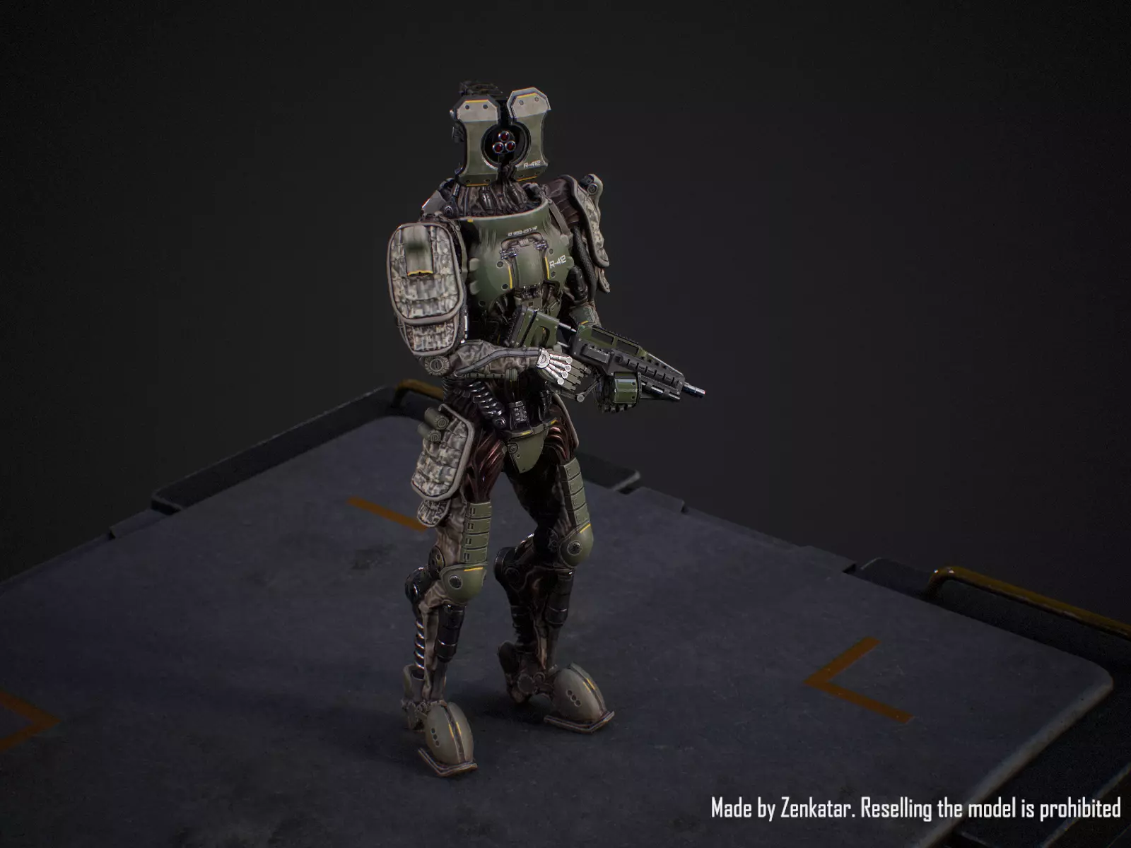 Sci-fi military robot soldier gameready unity unreal engine Low-poly 3D model_13