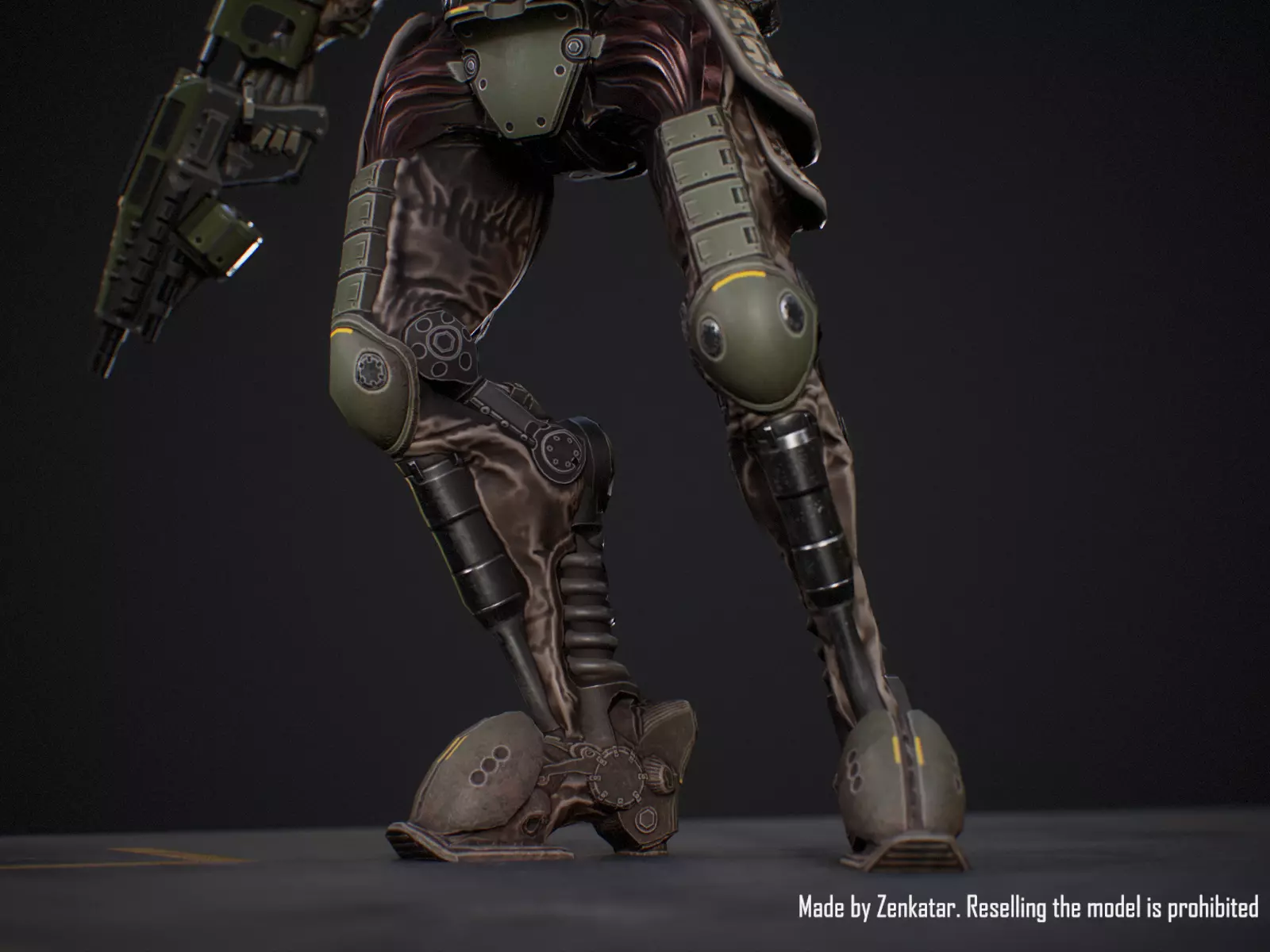 Sci-fi military robot soldier gameready unity unreal engine Low-poly 3D model_6