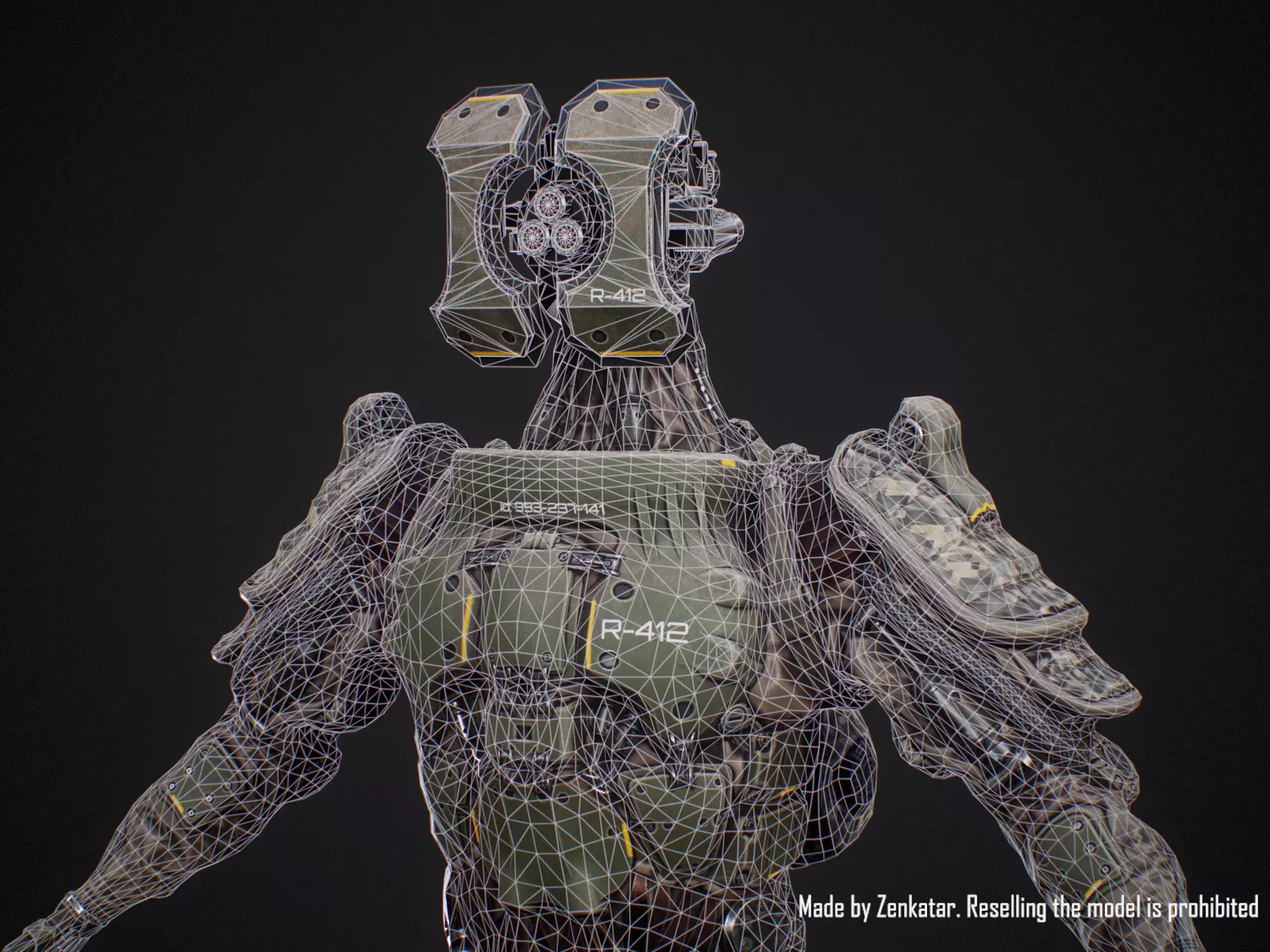 Sci-fi military robot soldier gameready unity unreal engine Low-poly 3D model_20