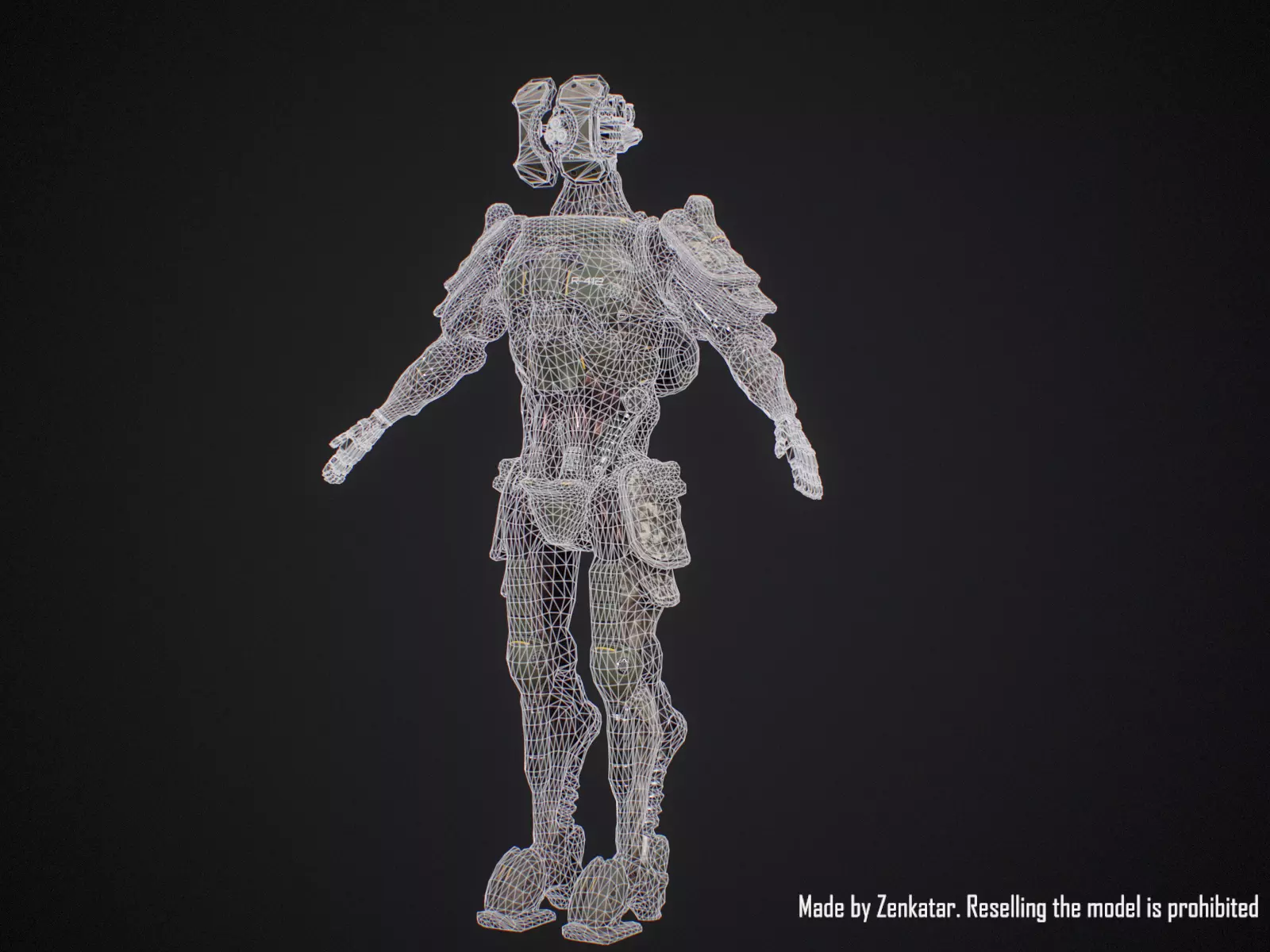 Sci-fi military robot soldier gameready unity unreal engine Low-poly 3D model_18