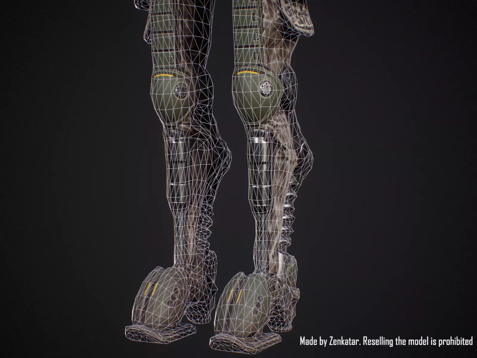 Sci-fi military robot soldier gameready unity unreal engine Low-poly 3D model_22