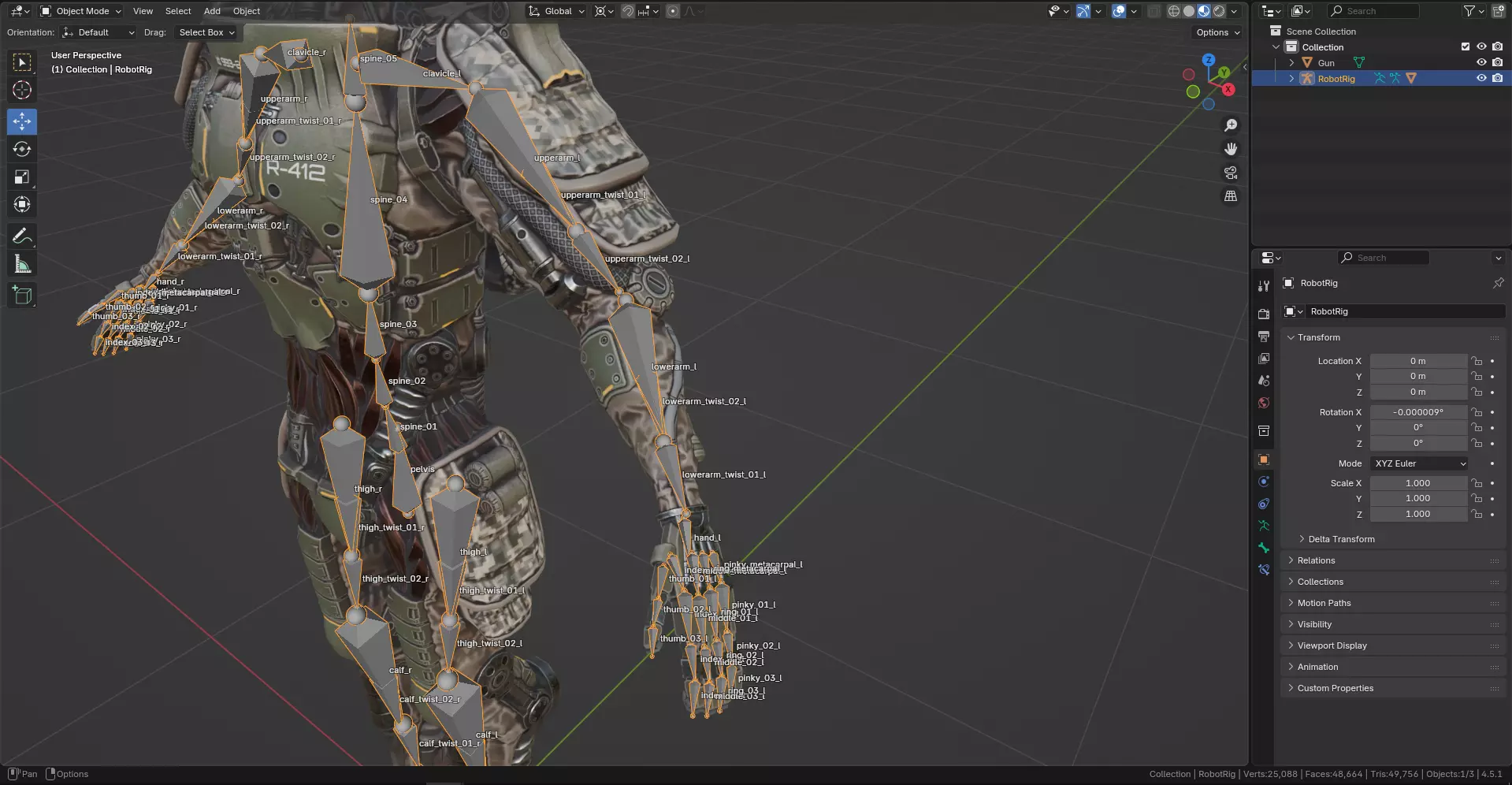 Sci-fi military robot soldier gameready unity unreal engine Low-poly 3D model_38