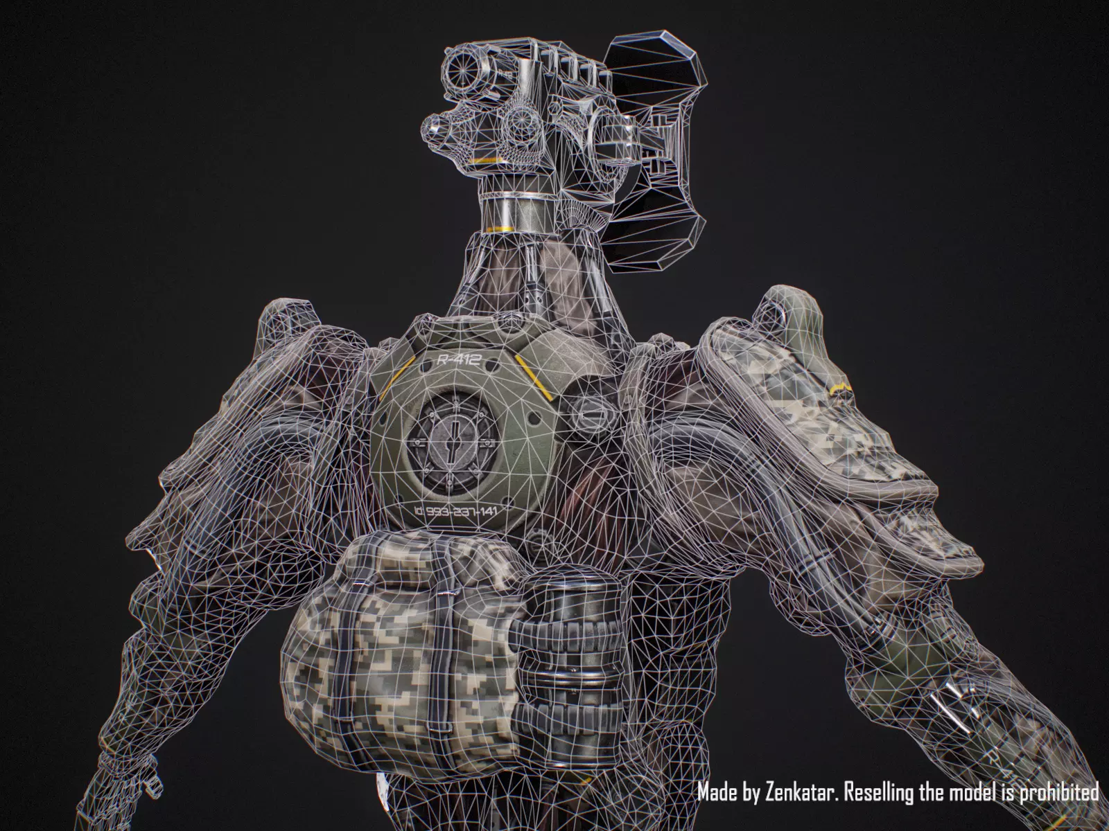 Sci-fi military robot soldier gameready unity unreal engine Low-poly 3D model_23