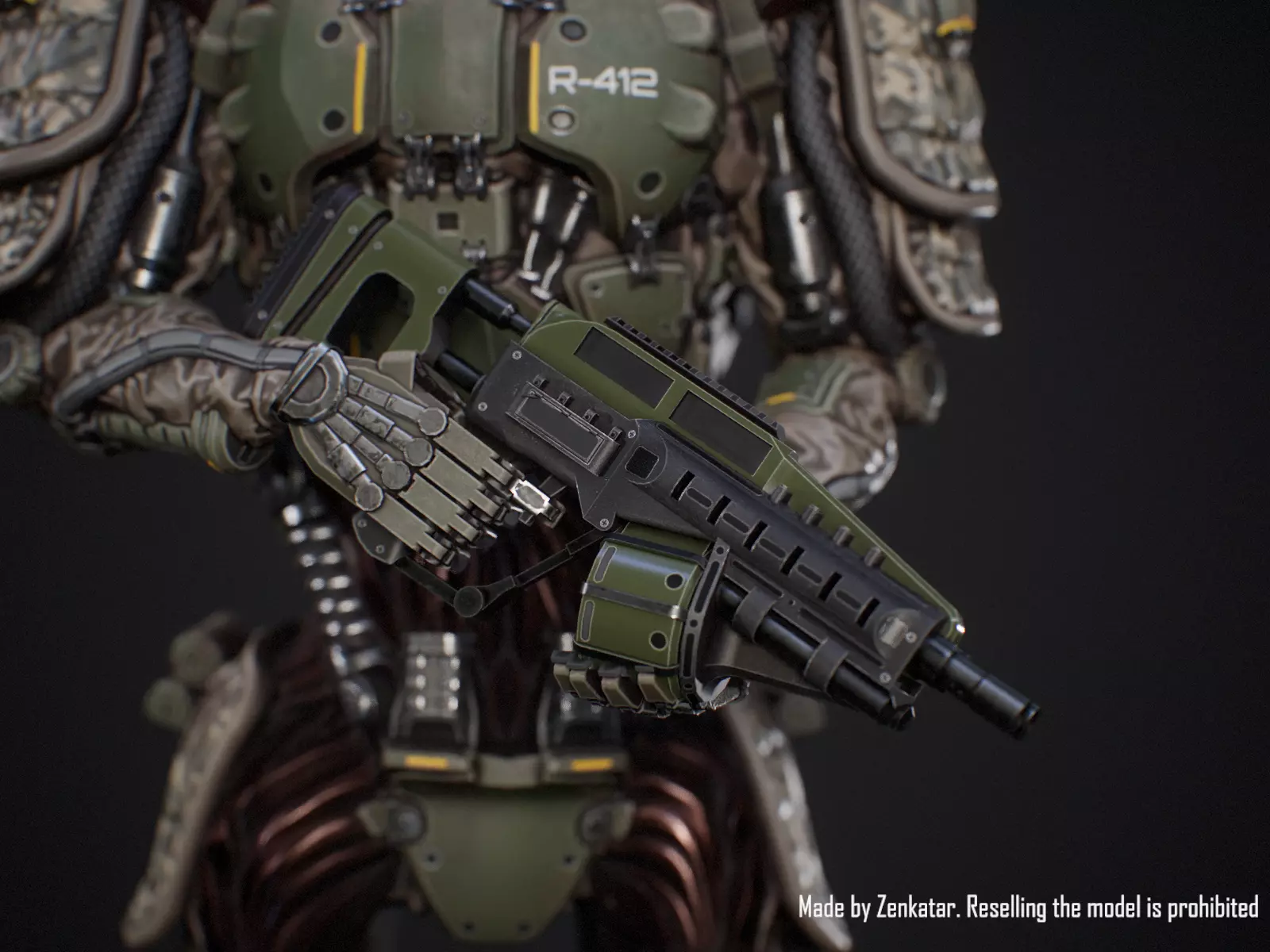 Sci-fi military robot soldier gameready unity unreal engine Low-poly 3D model_9