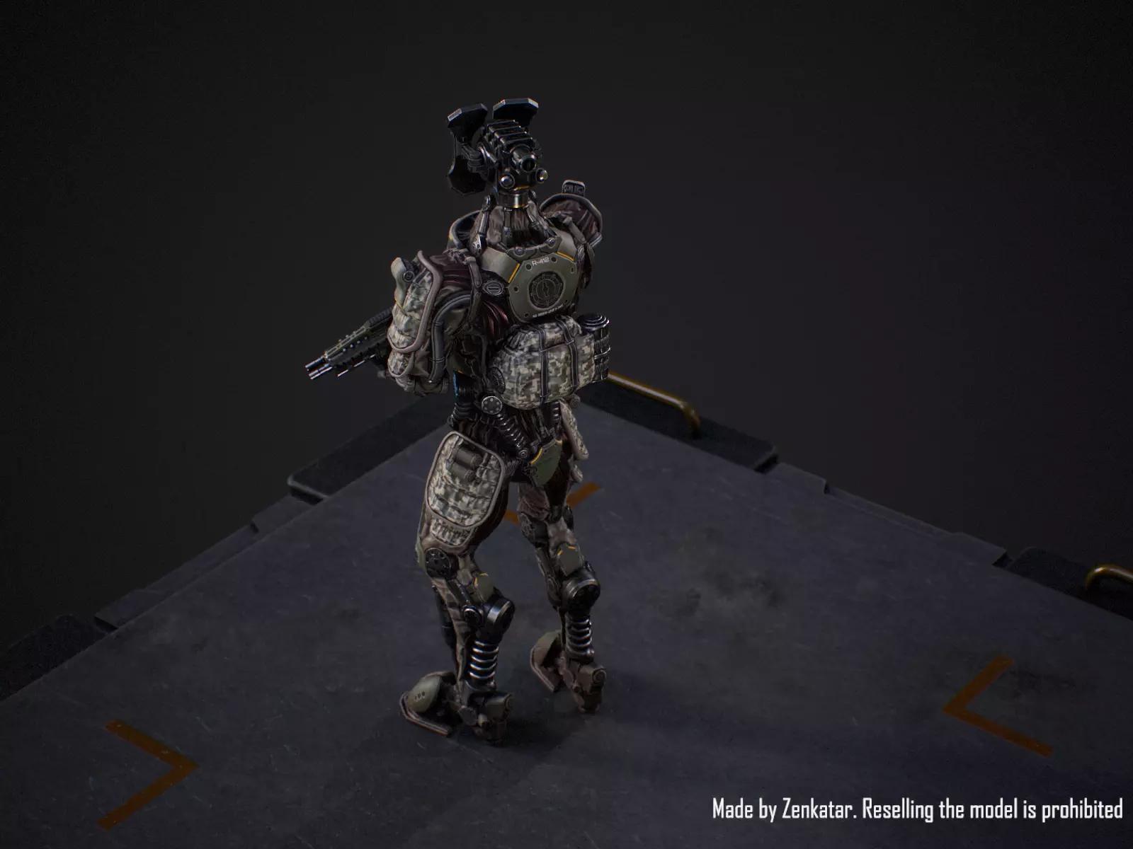 Sci-fi military robot soldier gameready unity unreal engine Low-poly 3D model_14
