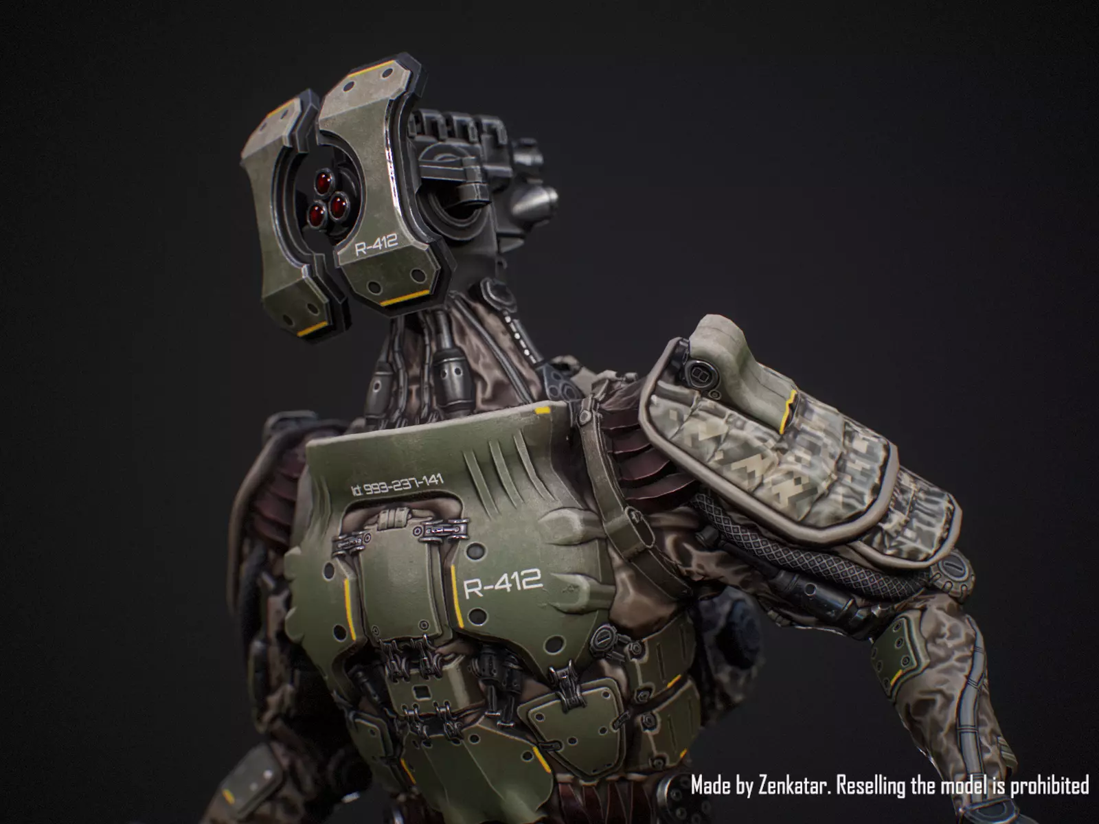 Sci-fi military robot soldier gameready unity unreal engine Low-poly 3D model_4