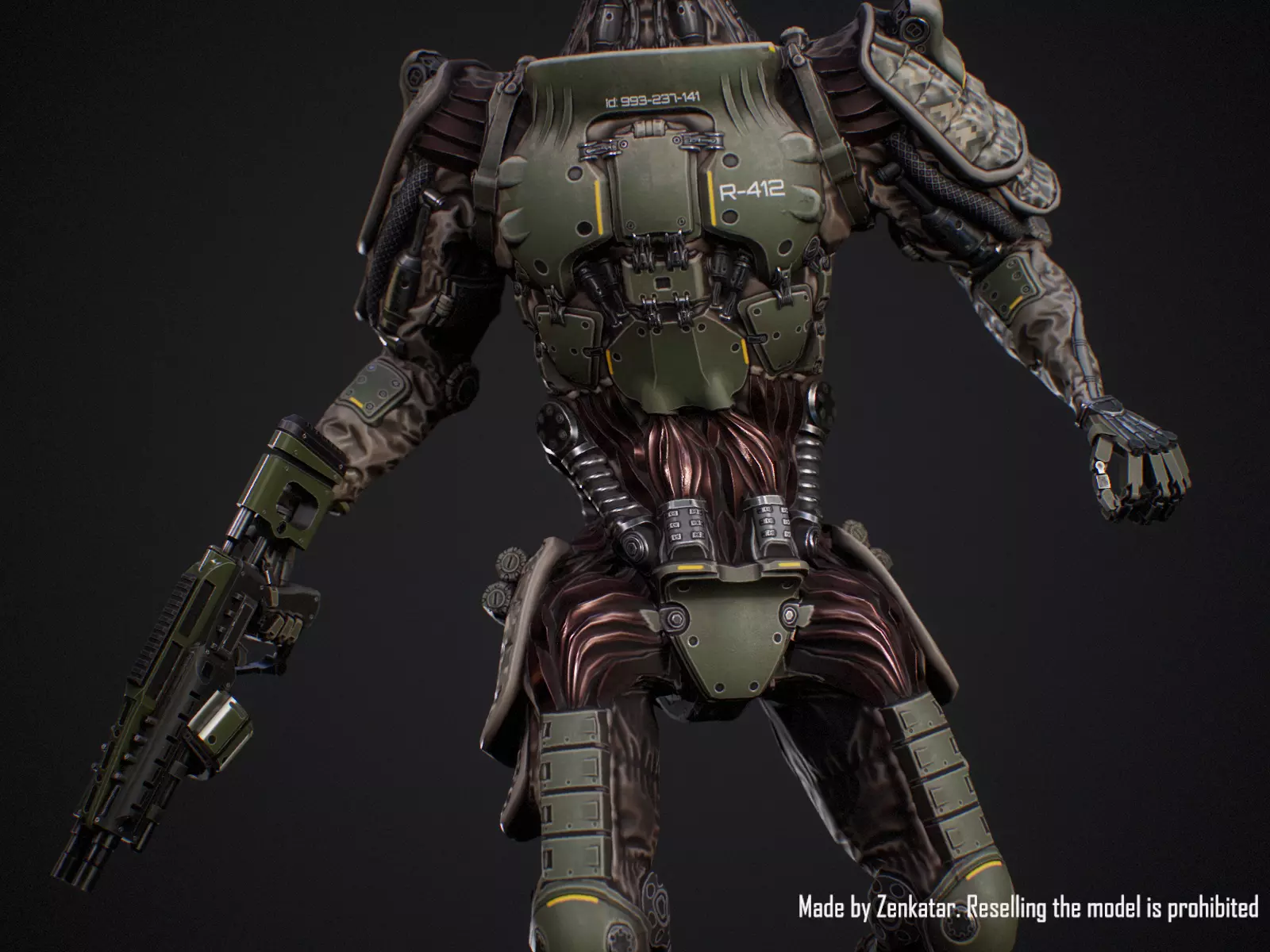 Sci-fi military robot soldier gameready unity unreal engine Low-poly 3D model_5