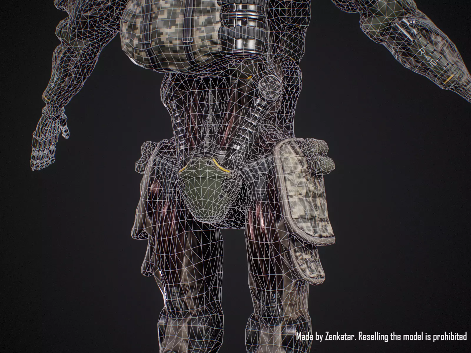 Sci-fi military robot soldier gameready unity unreal engine Low-poly 3D model_24