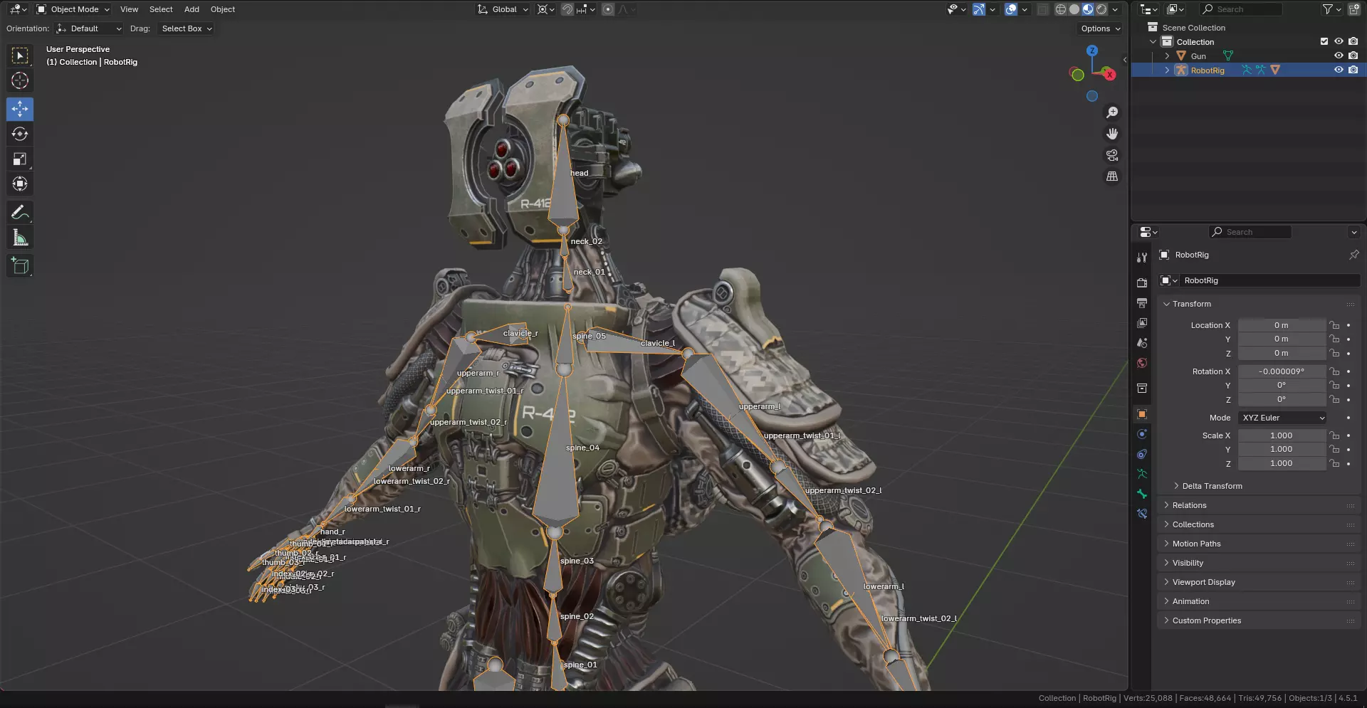 Sci-fi military robot soldier gameready unity unreal engine Low-poly 3D model_36