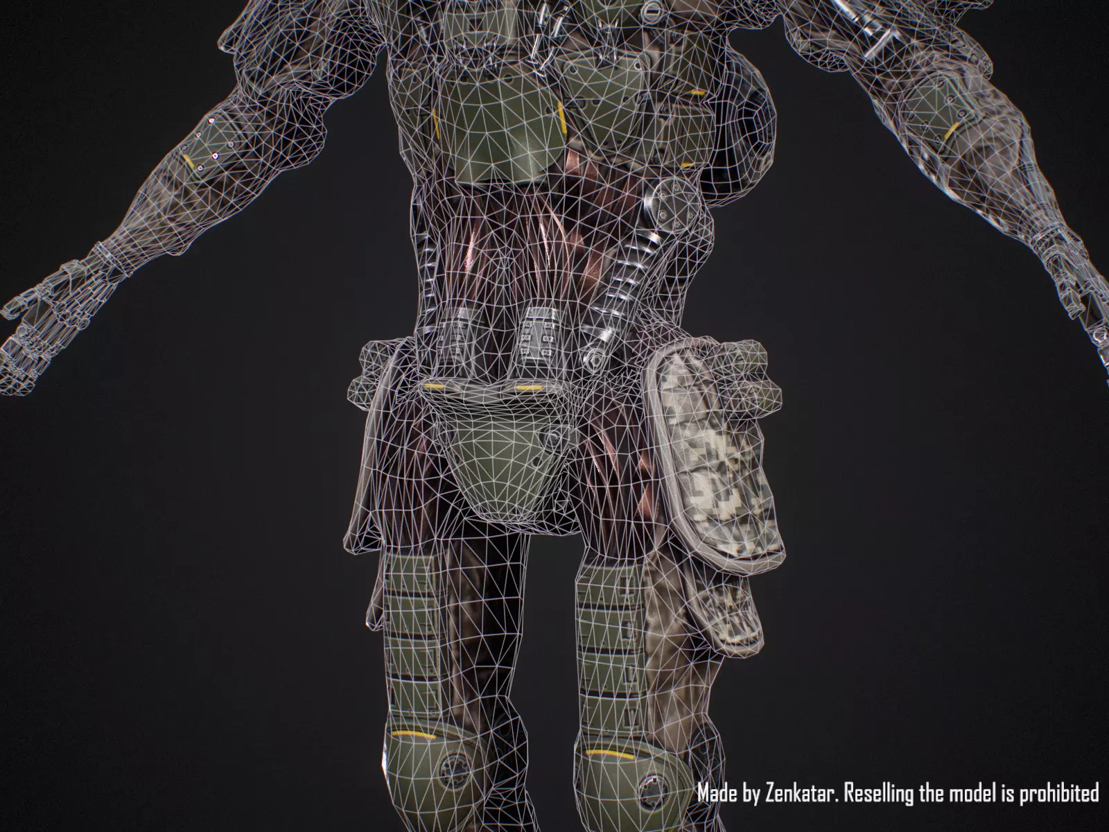 Sci-fi military robot soldier gameready unity unreal engine Low-poly 3D model_21