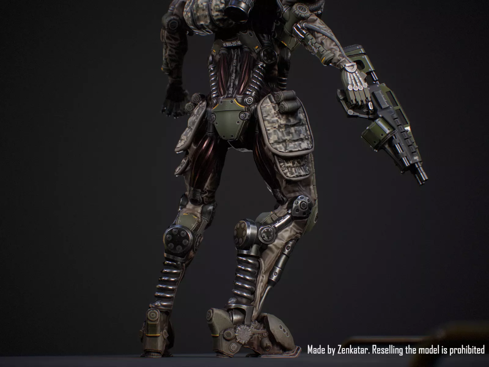 Sci-fi military robot soldier gameready unity unreal engine Low-poly 3D model_8