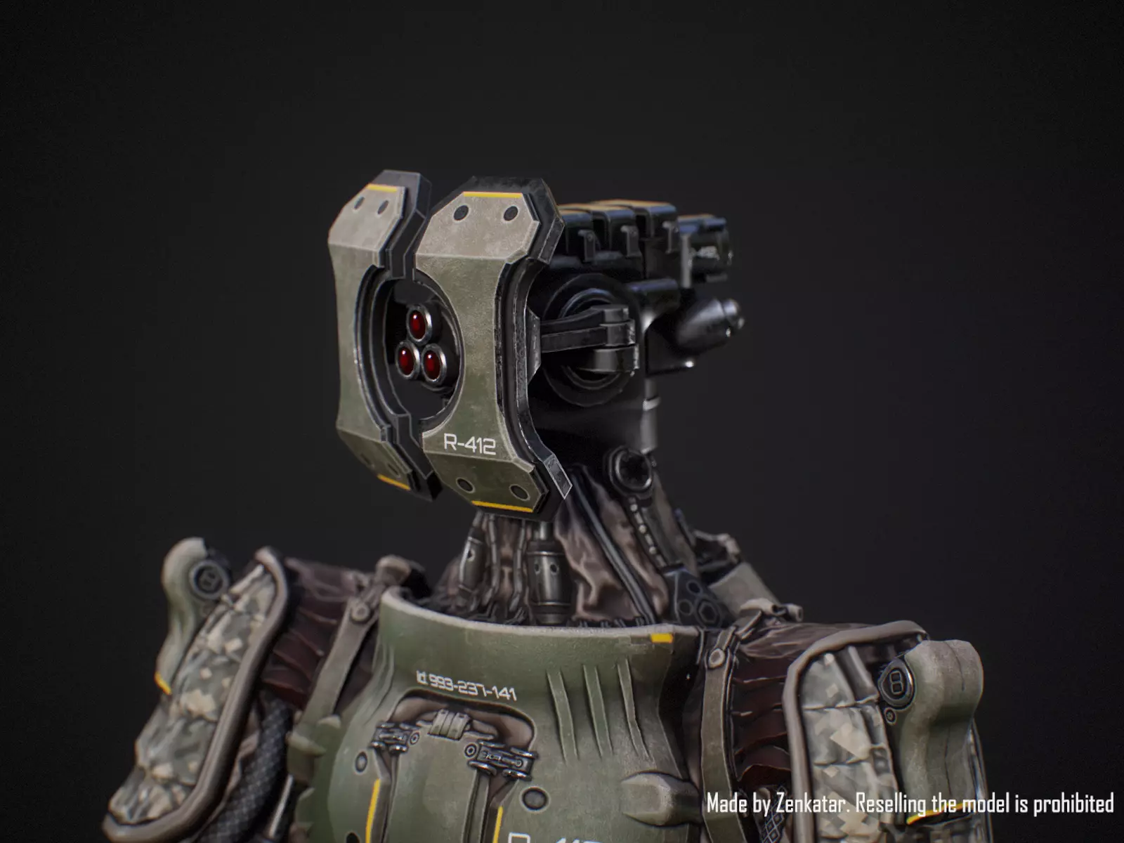 Sci-fi military robot soldier gameready unity unreal engine Low-poly 3D model_10