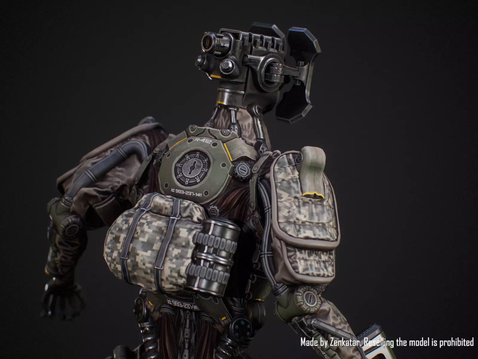 Sci-fi military robot soldier gameready unity unreal engine Low-poly 3D model_7