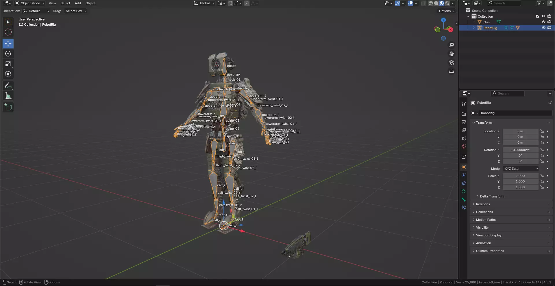 Sci-fi military robot soldier gameready unity unreal engine Low-poly 3D model_35
