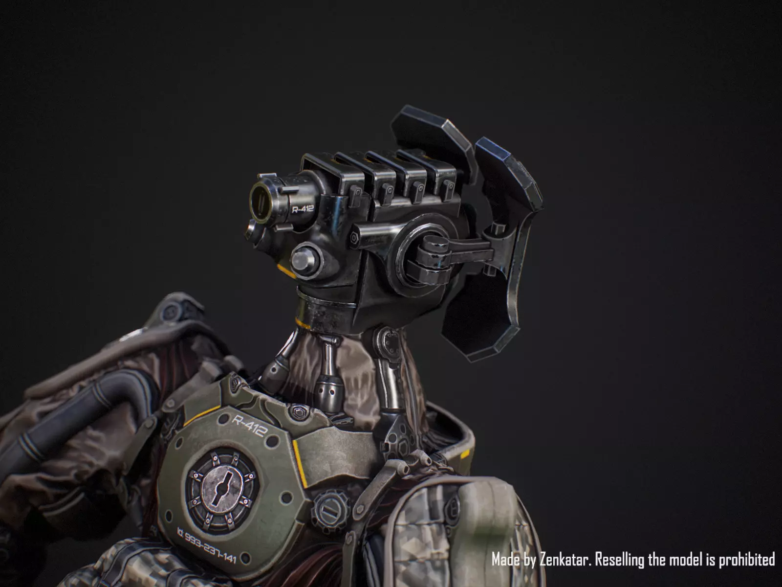 Sci-fi military robot soldier gameready unity unreal engine Low-poly 3D model_11