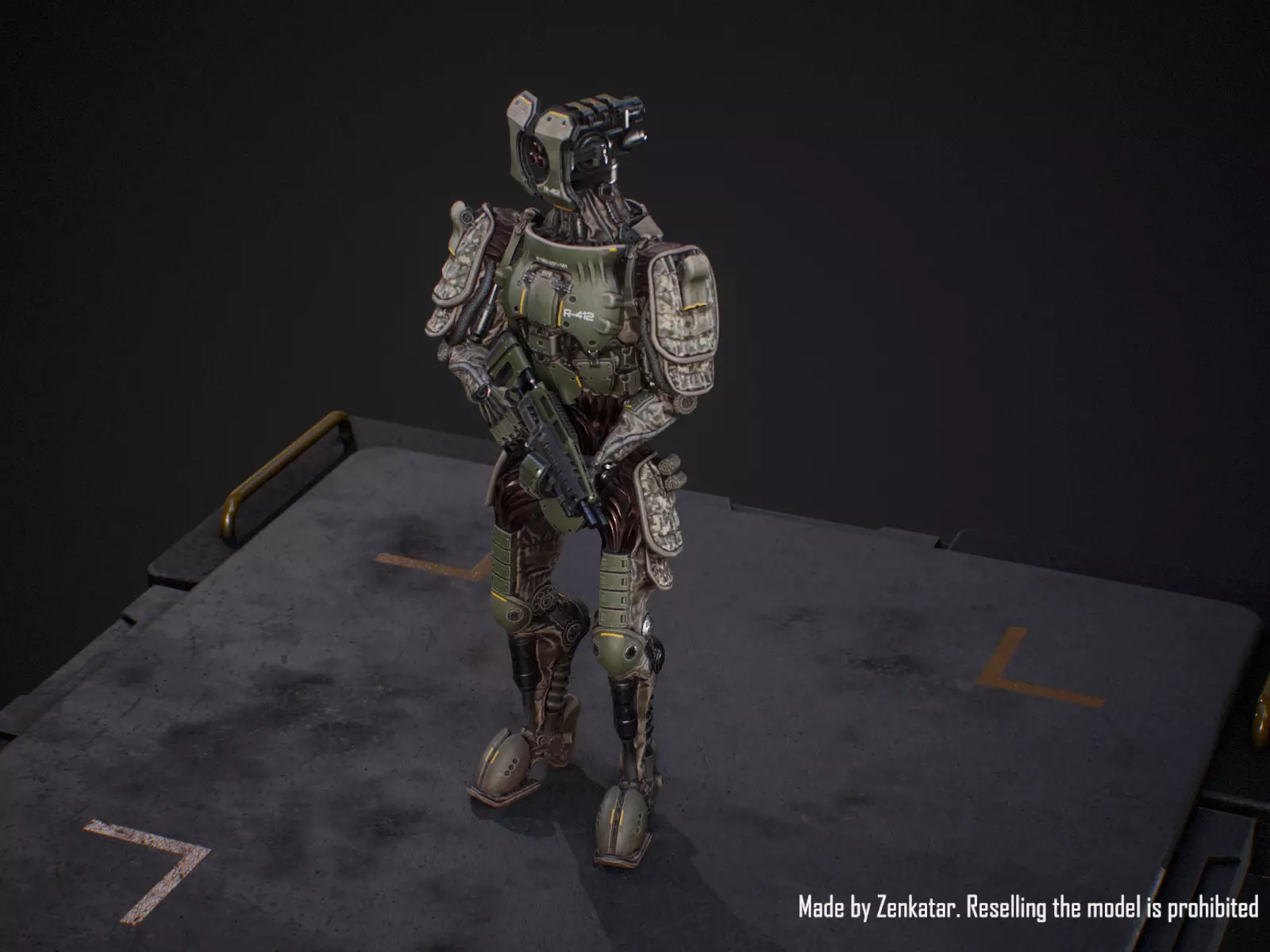 Sci-fi military robot soldier gameready unity unreal engine Low-poly 3D model_12