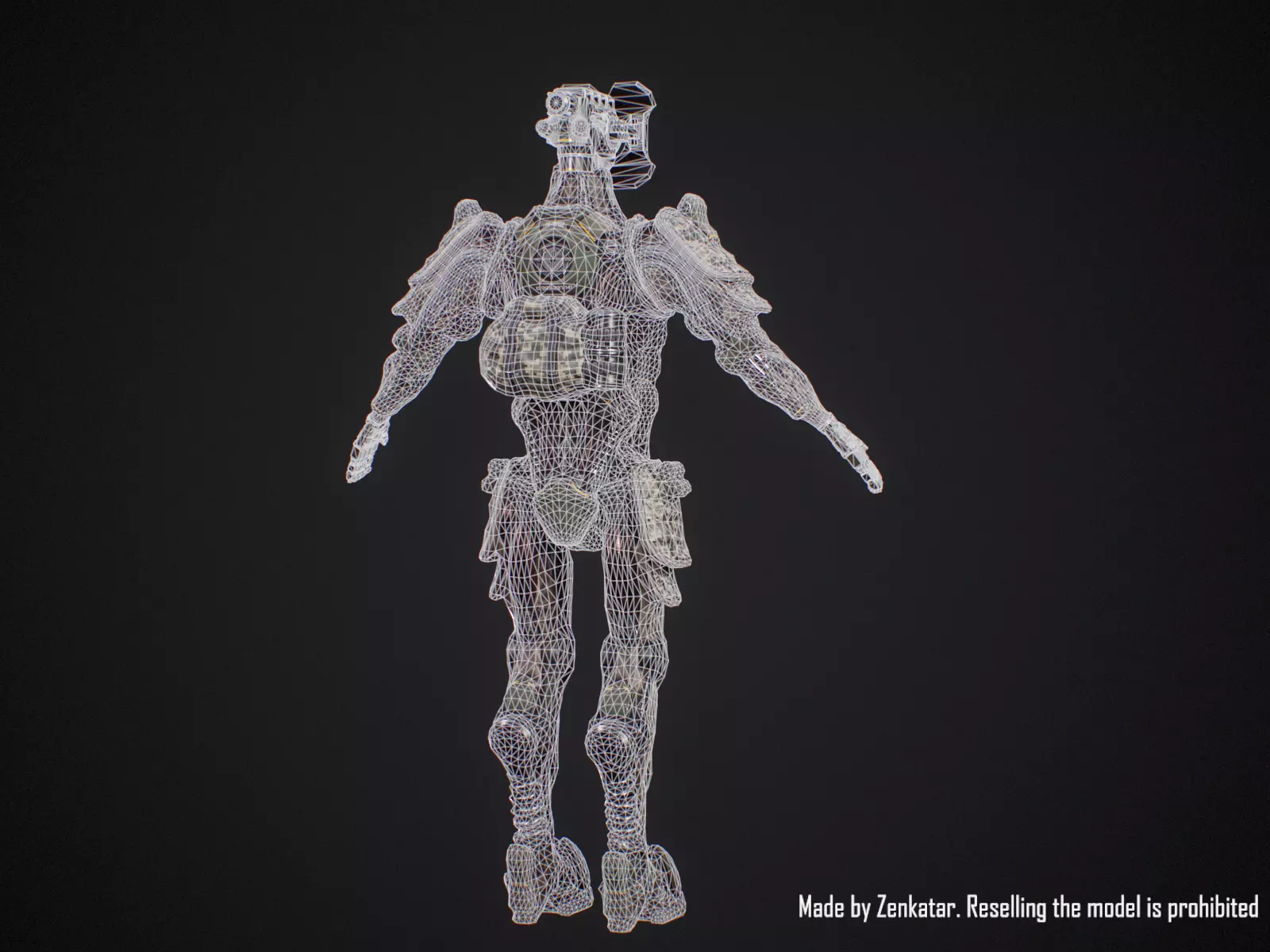 Sci-fi military robot soldier gameready unity unreal engine Low-poly 3D model_19